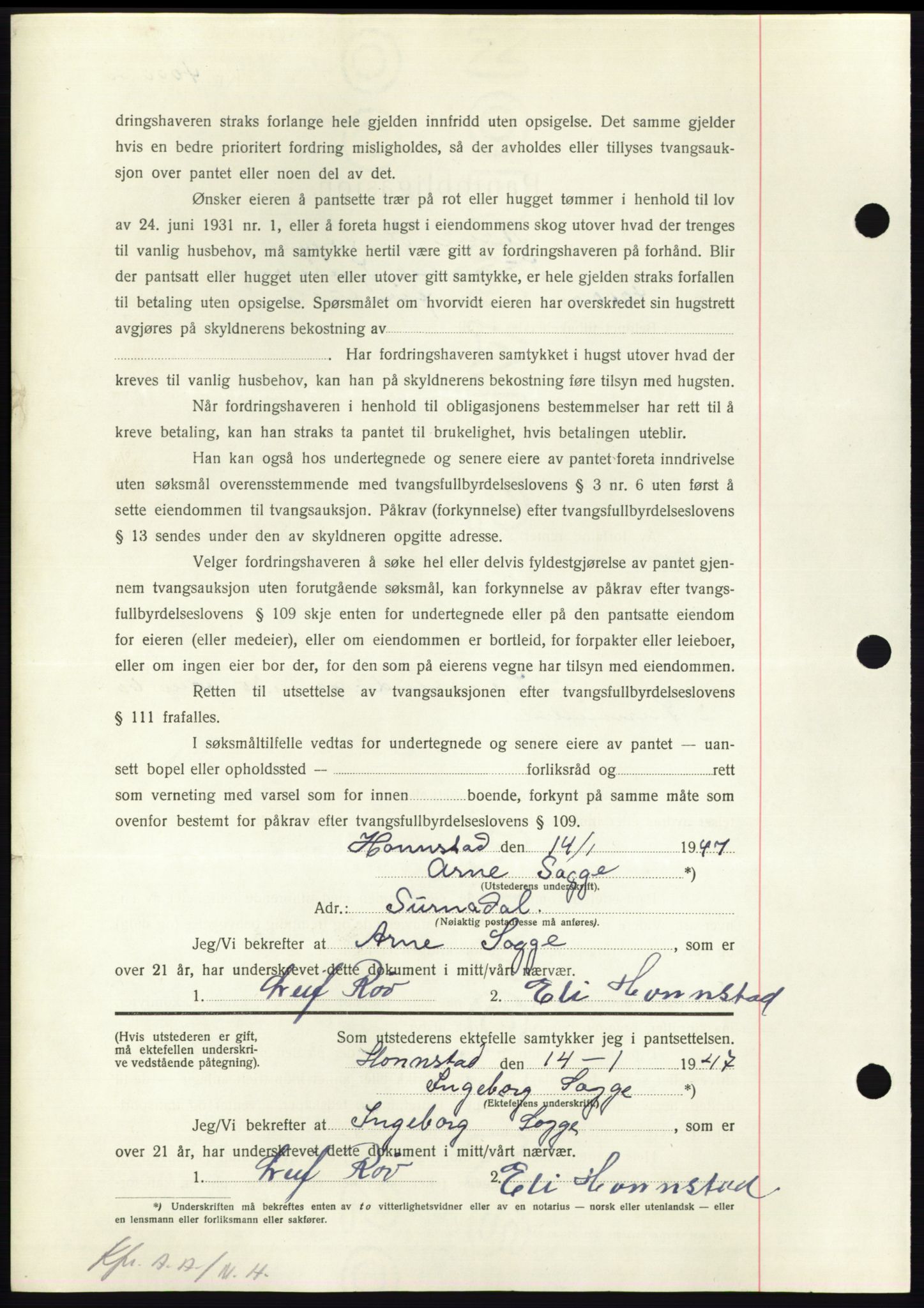 Nordmøre sorenskriveri, AV/SAT-A-4132/1/2/2Ca: Mortgage book no. B95, 1946-1947, Diary no: : 187/1947