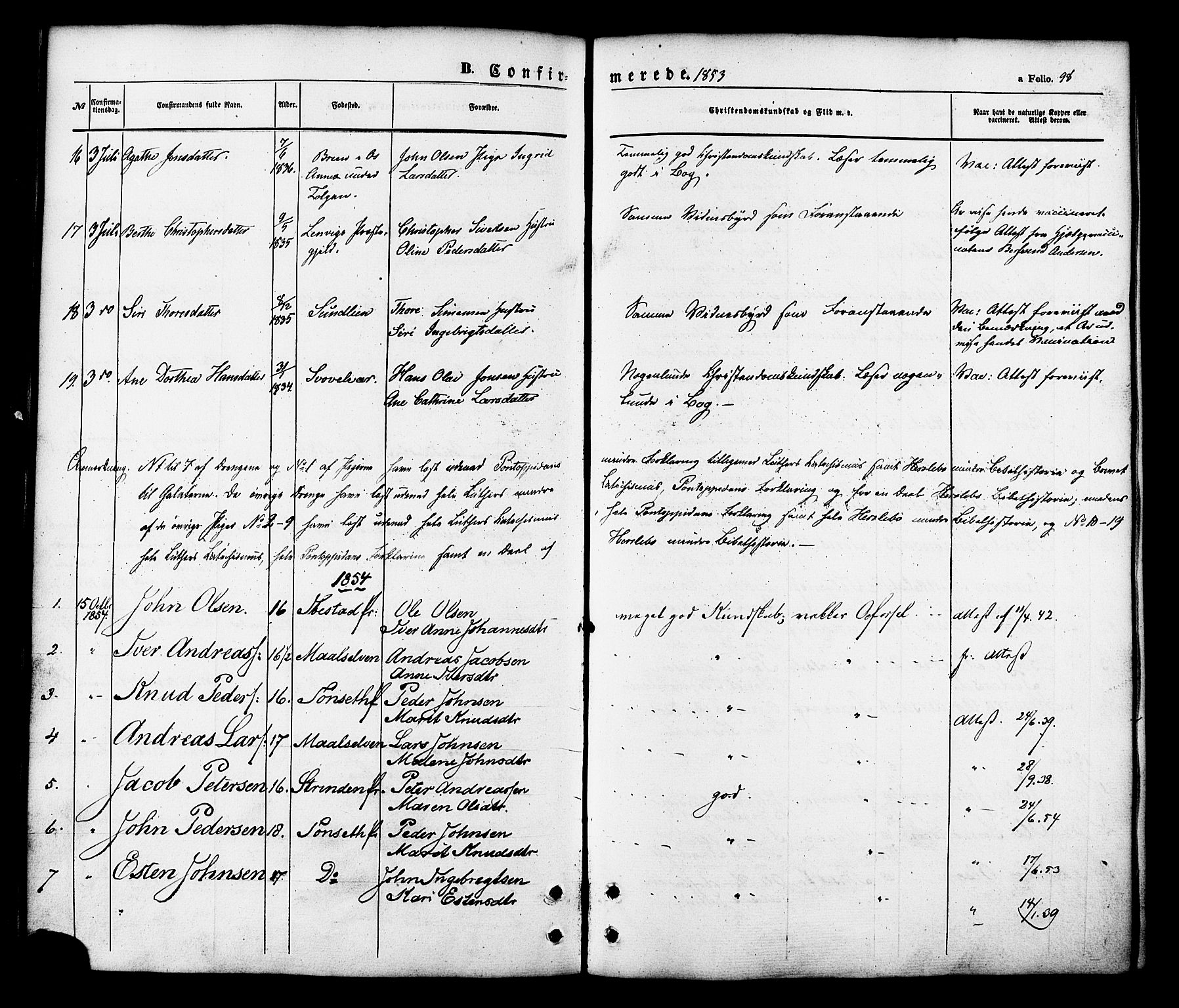 Målselv sokneprestembete, SATØ/S-1311/G/Ga/Gaa/L0008kirke: Parish register (official) no. 8, 1851-1877, p. 98