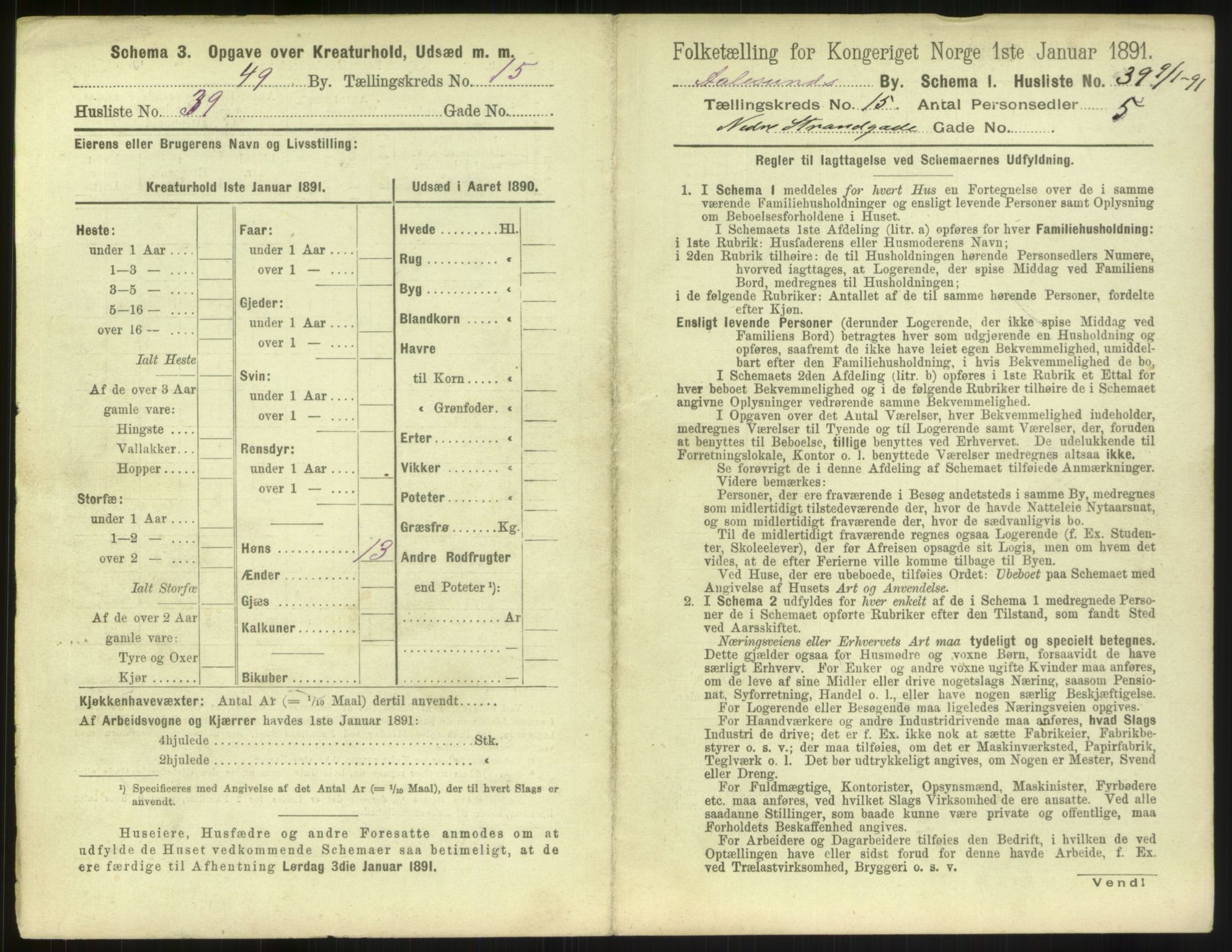 RA, 1891 census for 1501 Ålesund, 1891, p. 1098