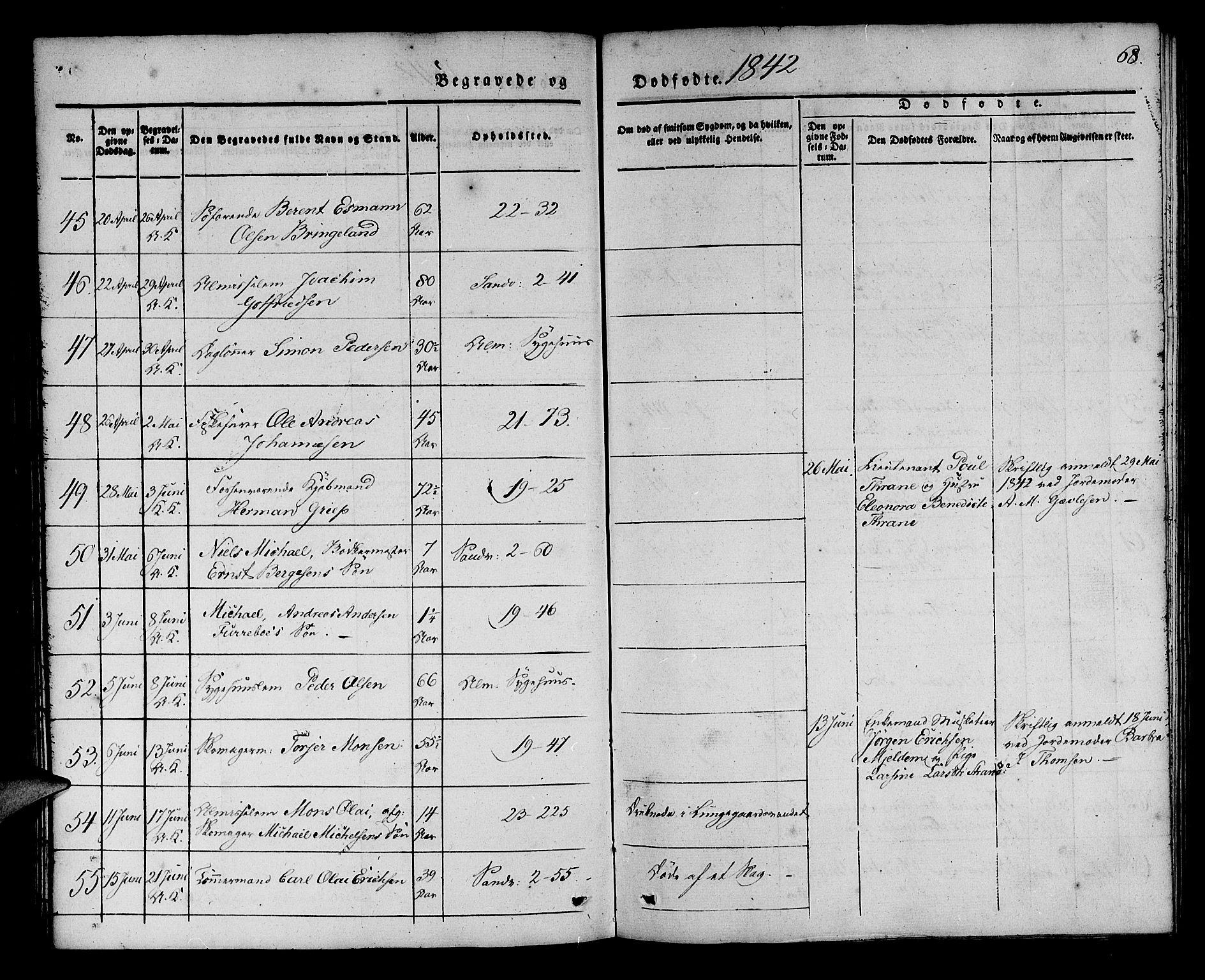 Korskirken sokneprestembete, SAB/A-76101/H/Haa/L0043: Parish register (official) no. E 1, 1834-1848, p. 68