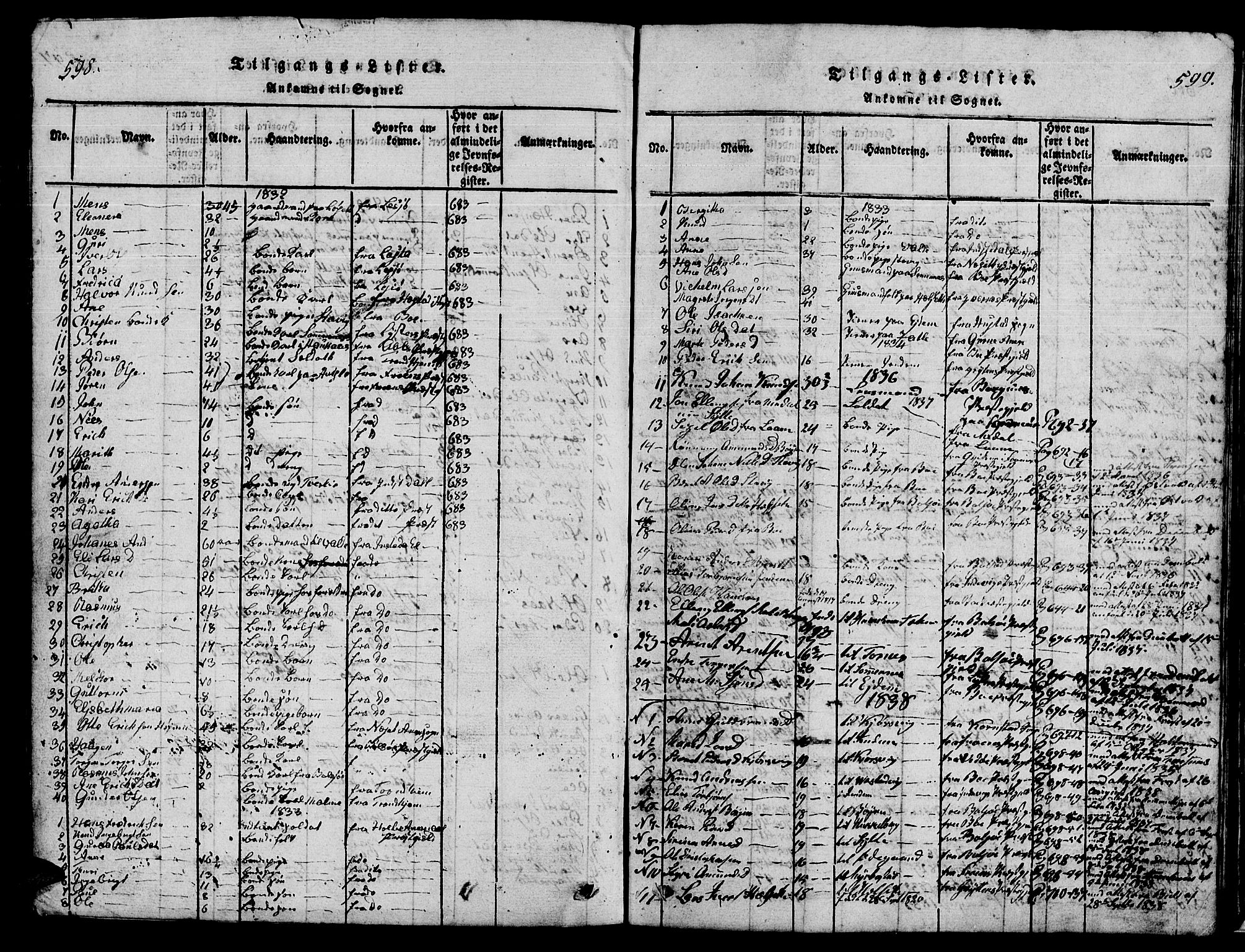 Ministerialprotokoller, klokkerbøker og fødselsregistre - Møre og Romsdal, AV/SAT-A-1454/565/L0752: Parish register (copy) no. 565C01, 1817-1844, p. 598-599