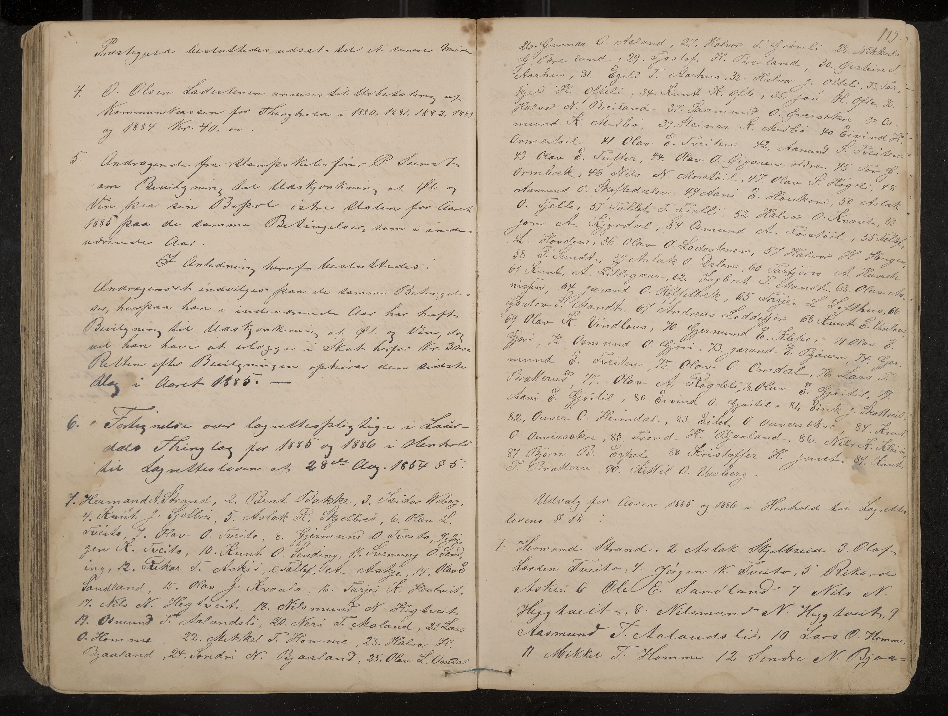 Lårdal formannskap og sentraladministrasjon, IKAK/0833021/A/L0002: Møtebok, 1865-1893, p. 179