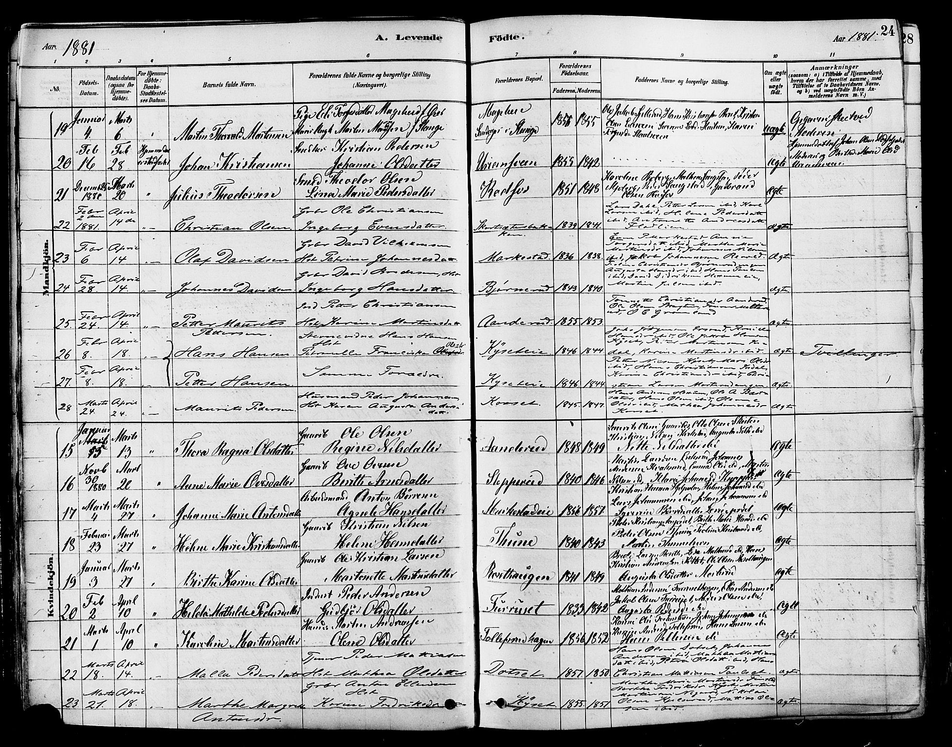 Vestre Toten prestekontor, AV/SAH-PREST-108/H/Ha/Haa/L0009: Parish register (official) no. 9, 1878-1894, p. 24