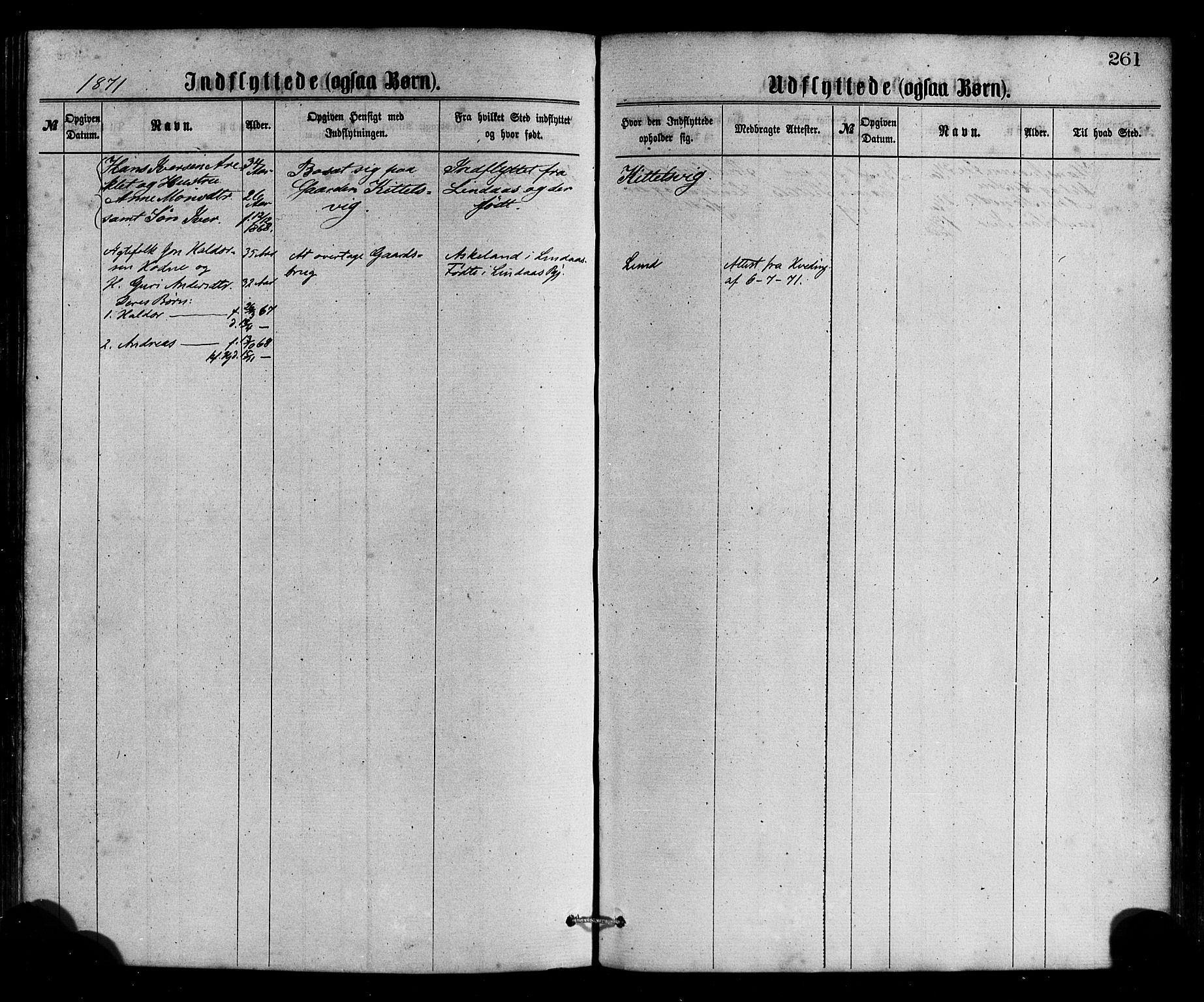 Gulen sokneprestembete, SAB/A-80201/H/Haa/Haaa/L0023: Parish register (official) no. A 23, 1870-1880, p. 261