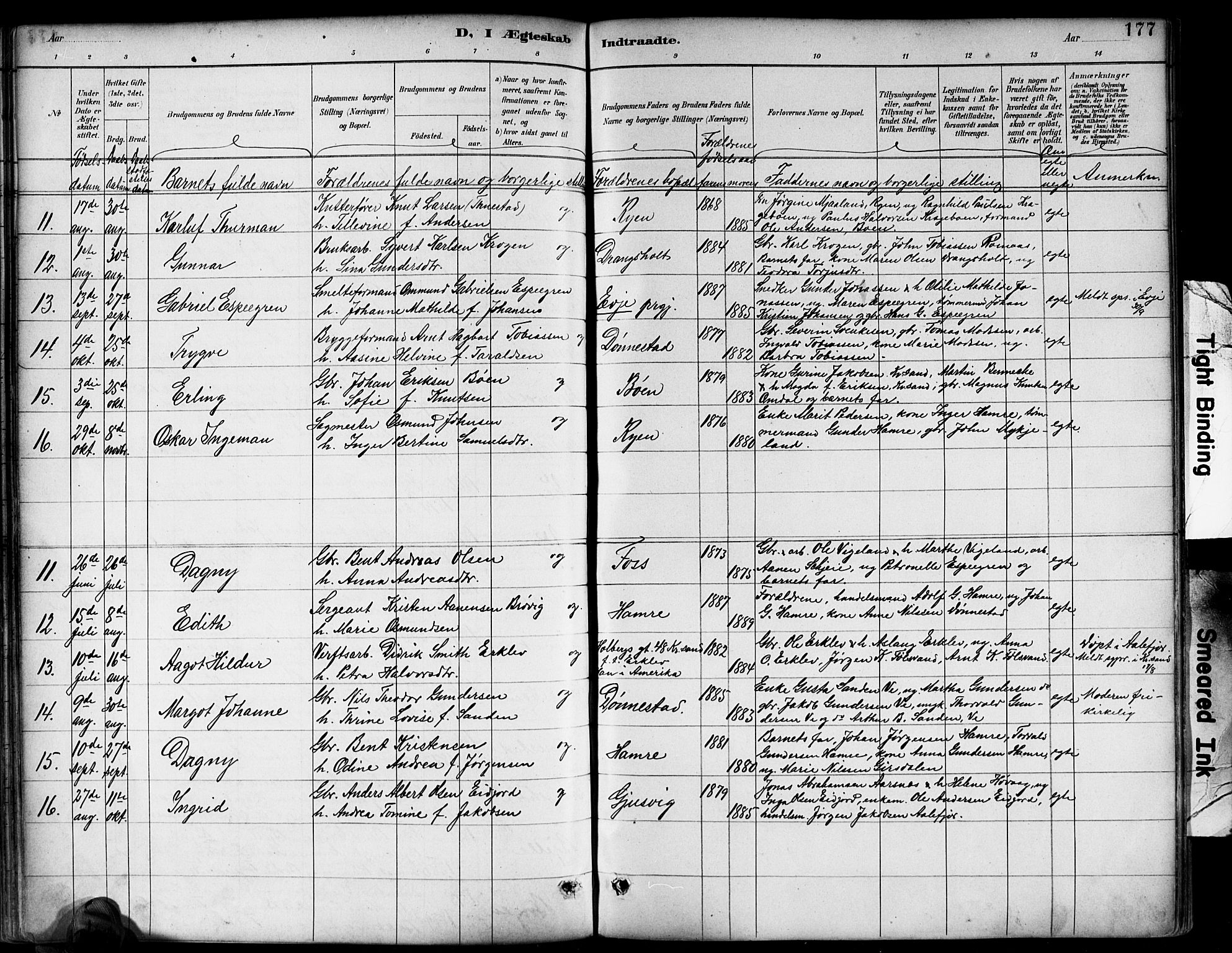 Tveit sokneprestkontor, AV/SAK-1111-0043/F/Fb/L0004: Parish register (copy) no. B 4, 1887-1914, p. 177