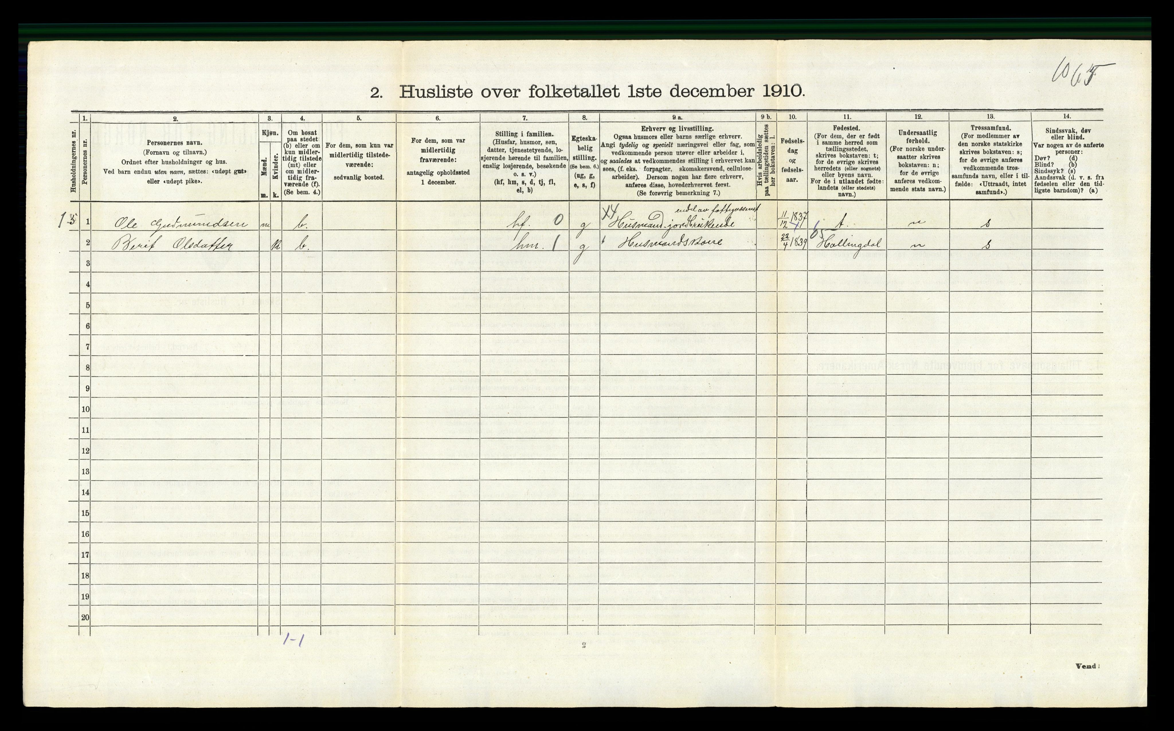 RA, 1910 census for Vang, 1910, p. 120