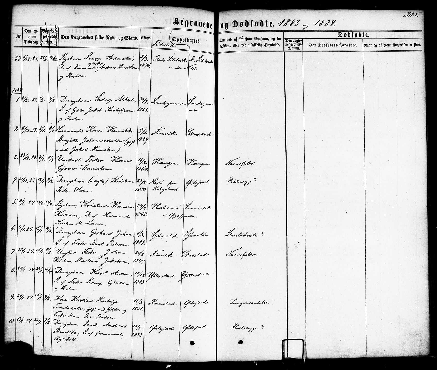 Ministerialprotokoller, klokkerbøker og fødselsregistre - Nordland, AV/SAT-A-1459/872/L1034: Parish register (official) no. 872A09, 1864-1884, p. 305