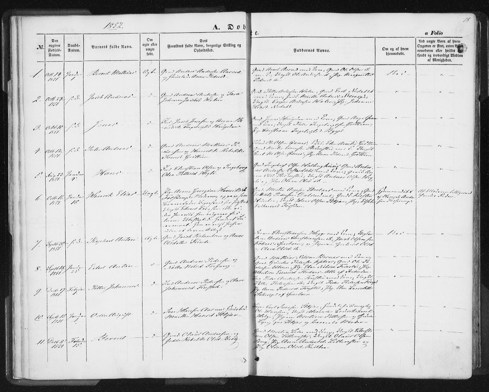 Ministerialprotokoller, klokkerbøker og fødselsregistre - Nord-Trøndelag, SAT/A-1458/746/L0446: Parish register (official) no. 746A05, 1846-1859, p. 18
