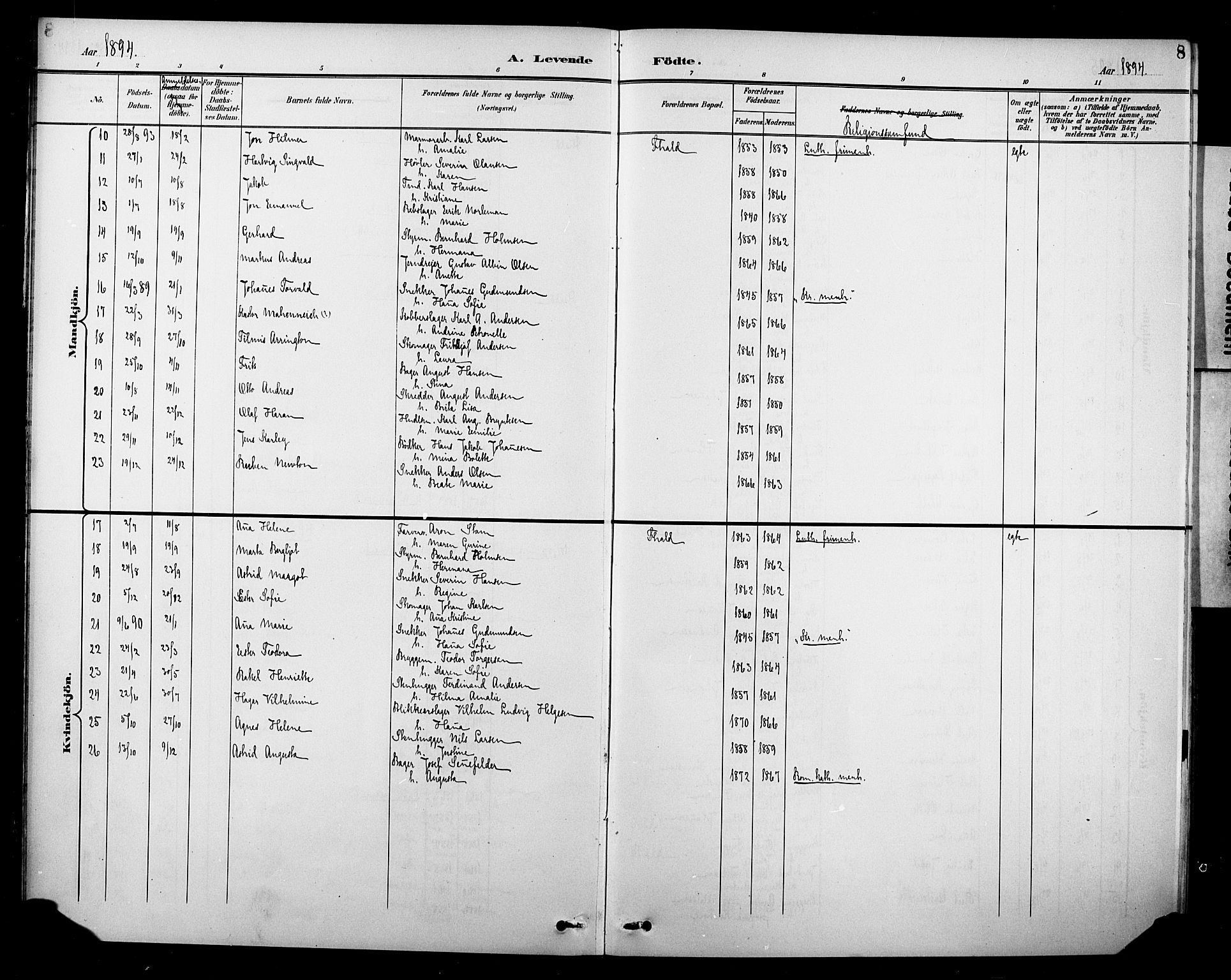 Halden prestekontor Kirkebøker, SAO/A-10909/F/Fb/L0001: Parish register (official) no. II 1, 1892-1932, p. 8