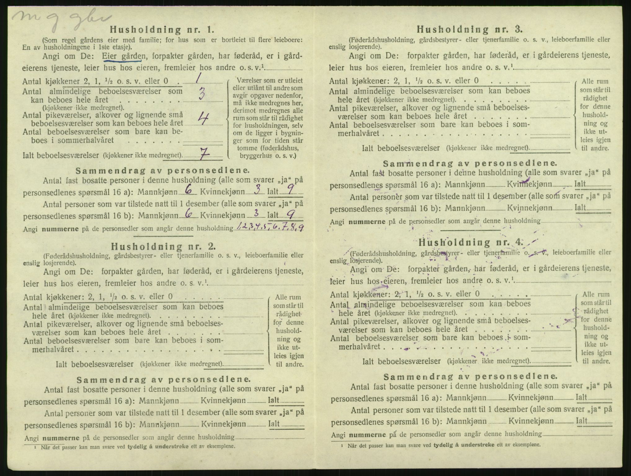 SAT, 1920 census for Nesset, 1920, p. 111