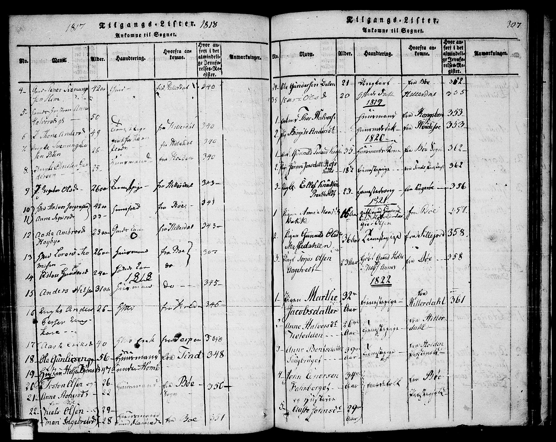 Sauherad kirkebøker, SAKO/A-298/F/Fa/L0005: Parish register (official) no. I 5, 1815-1829, p. 307