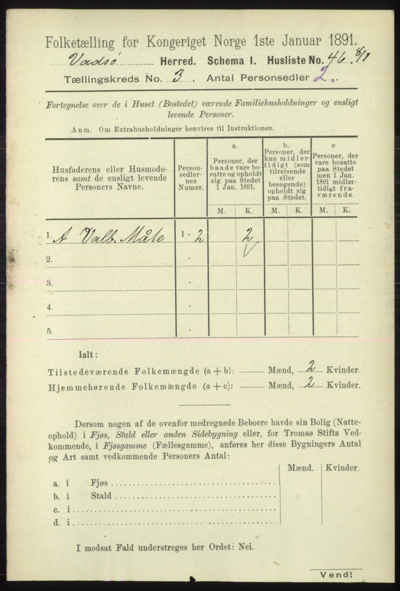RA, 1891 census for 2029 Vadsø, 1891, p. 815