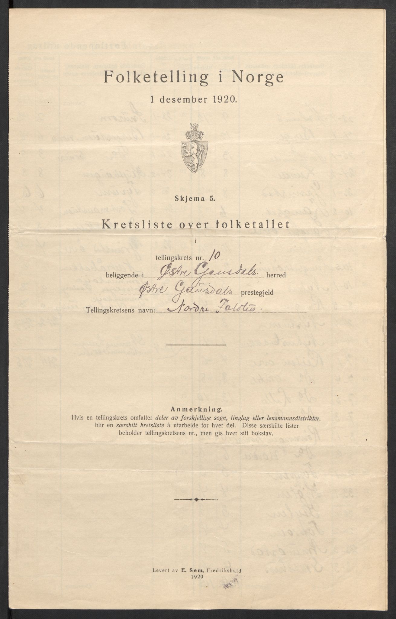 SAH, 1920 census for Østre Gausdal, 1920, p. 35