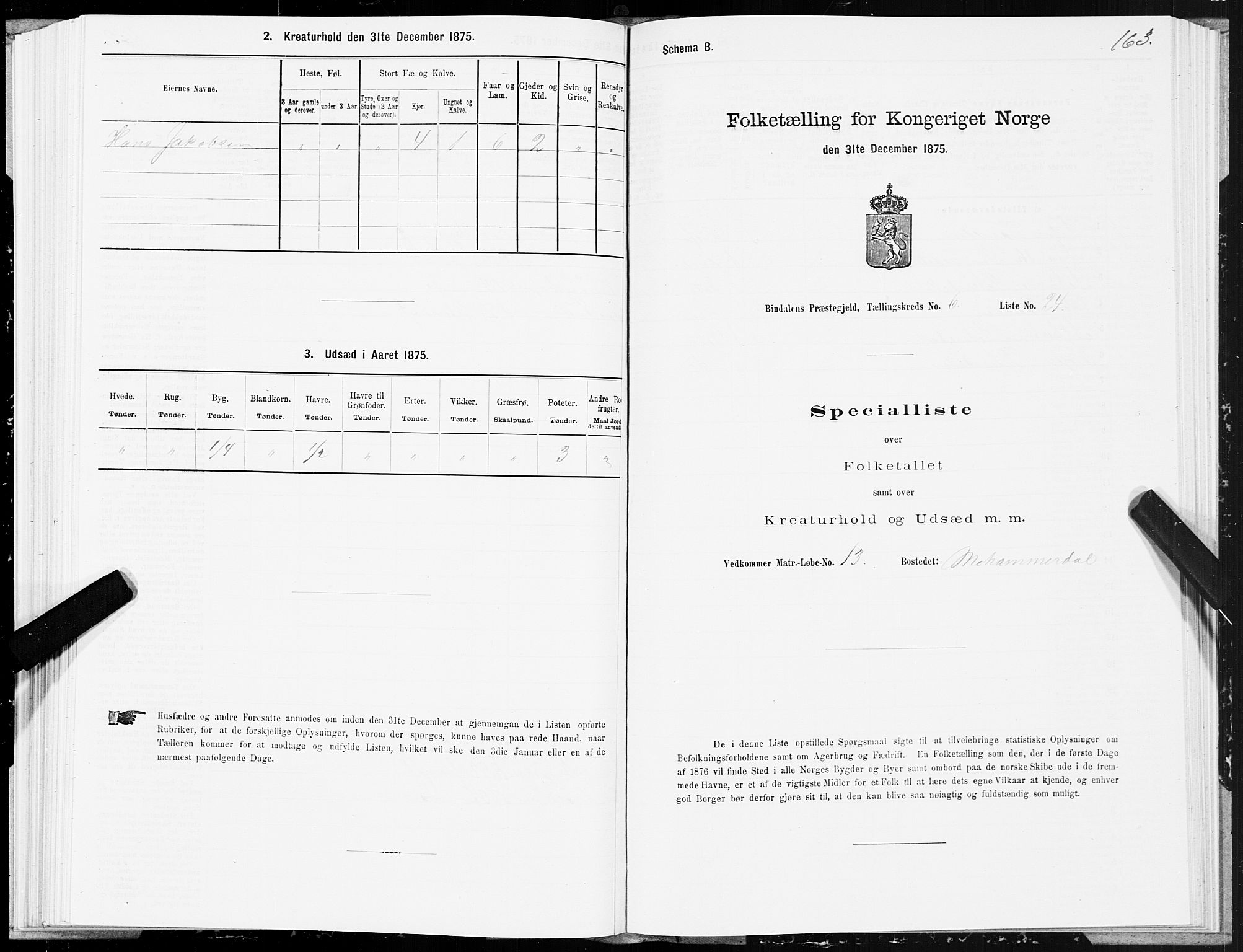 SAT, 1875 census for 1811P Bindal, 1875, p. 2163