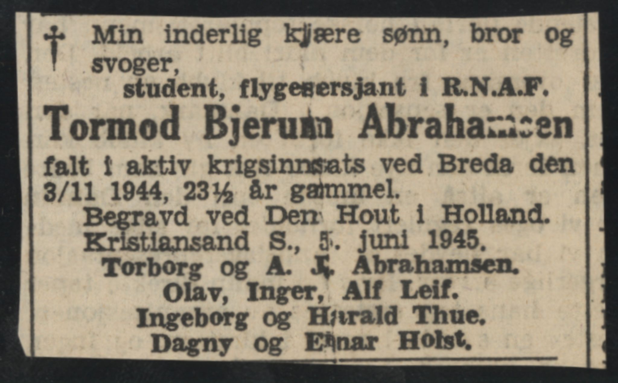 Sosialdepartementet, Våre Falne, AV/RA-S-1708/E/Ee/Eeb/L0025: Abelsen (1) - Amundsen, H. (65), 1945-1951, p. 377
