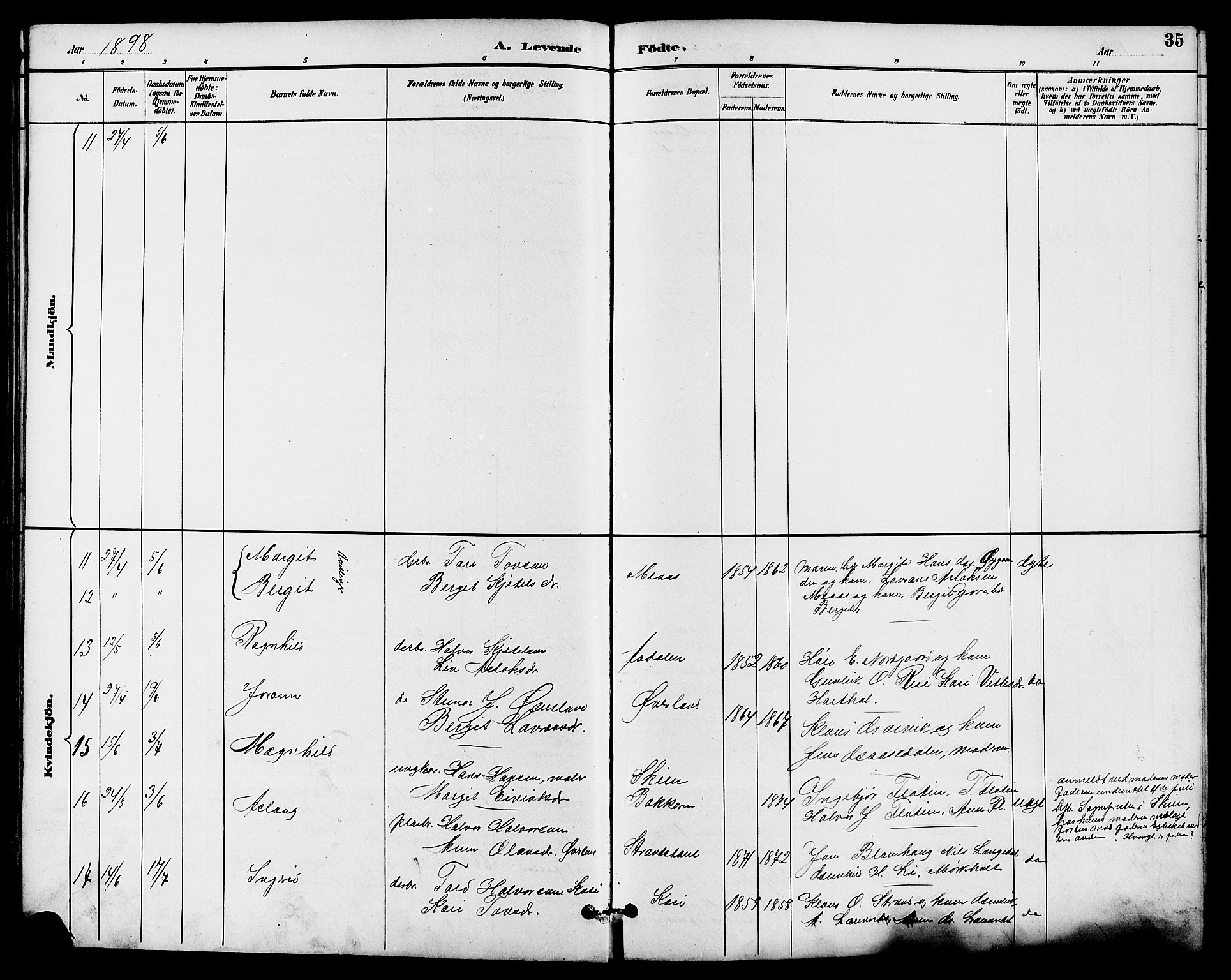 Seljord kirkebøker, SAKO/A-20/G/Ga/L0005: Parish register (copy) no. I 5, 1887-1914, p. 35
