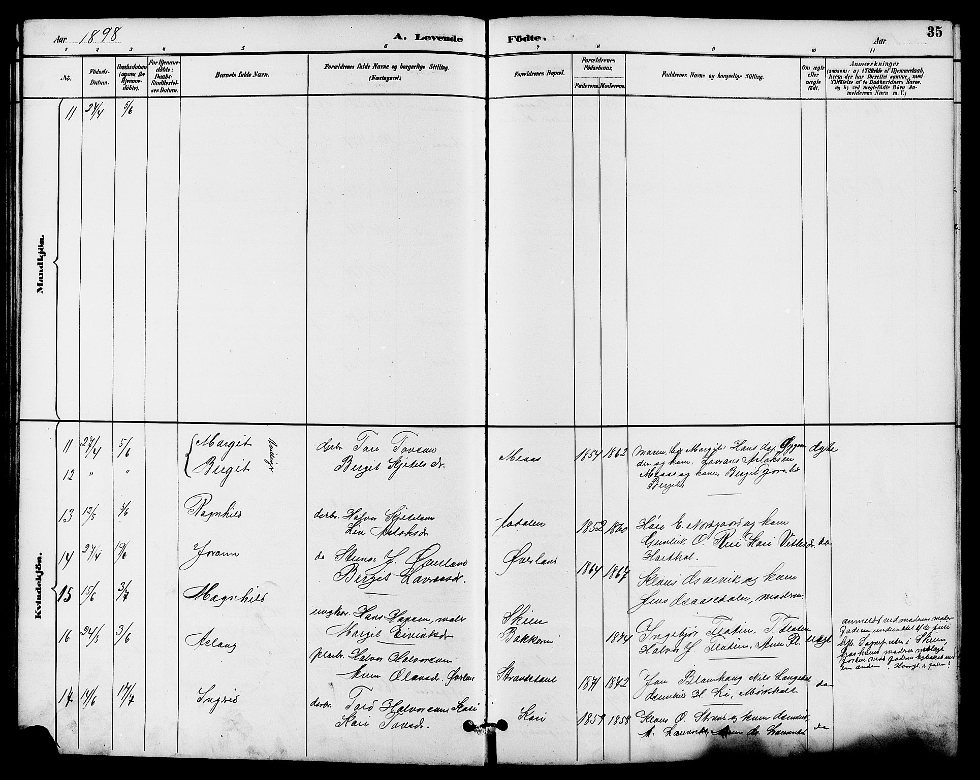 Seljord kirkebøker, AV/SAKO-A-20/G/Ga/L0005: Parish register (copy) no. I 5, 1887-1914, p. 35