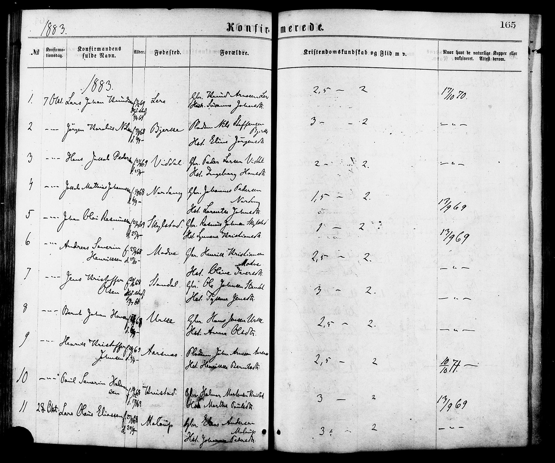 Ministerialprotokoller, klokkerbøker og fødselsregistre - Møre og Romsdal, AV/SAT-A-1454/515/L0210: Parish register (official) no. 515A06, 1868-1885, p. 165