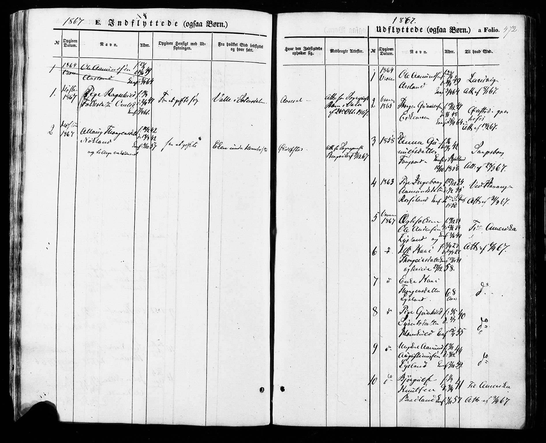 Åseral sokneprestkontor, SAK/1111-0051/F/Fa/L0002: Parish register (official) no. A 2, 1854-1884, p. 472
