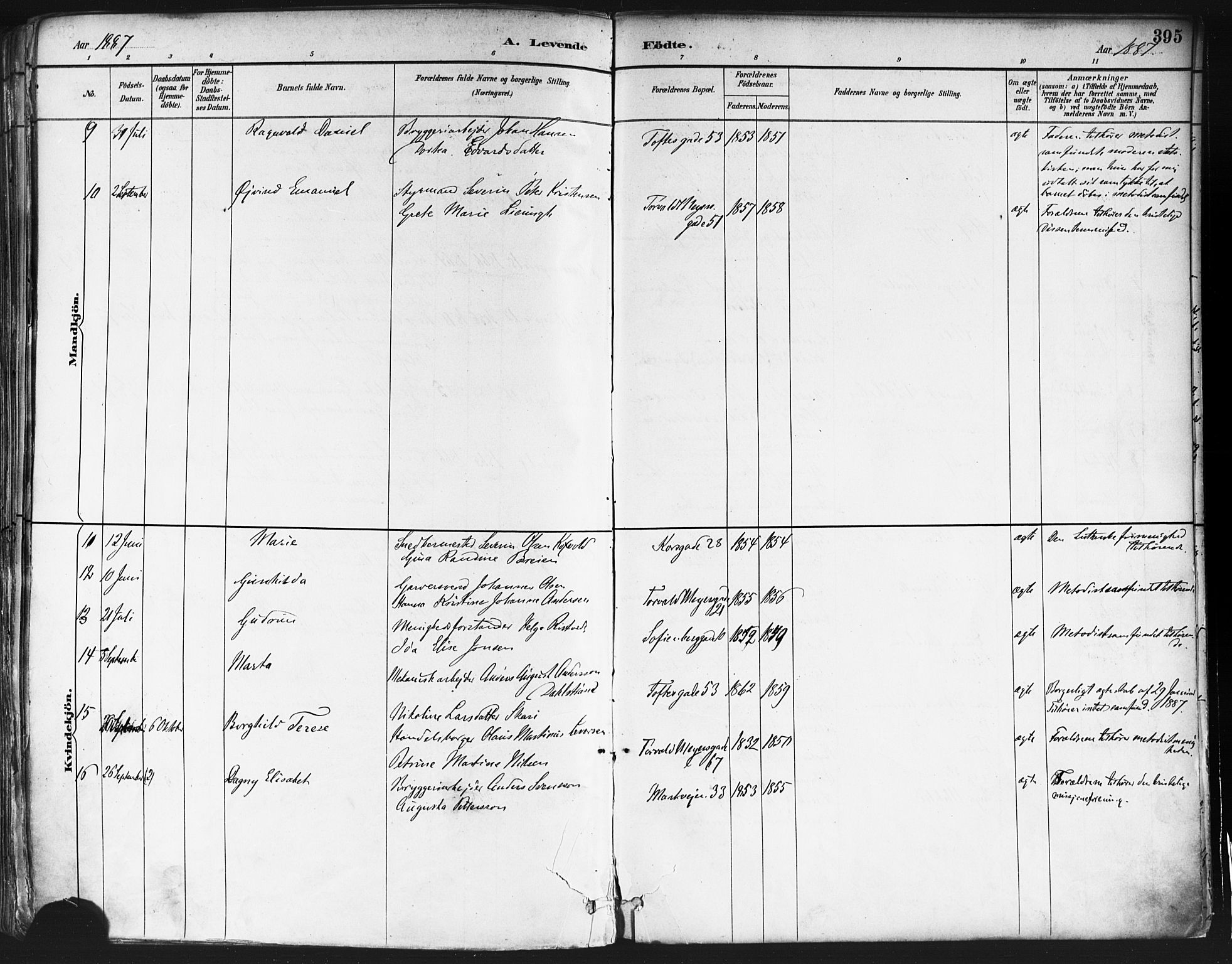 Paulus prestekontor Kirkebøker, AV/SAO-A-10871/F/Fa/L0013: Parish register (official) no. 13, 1887-1894, p. 395