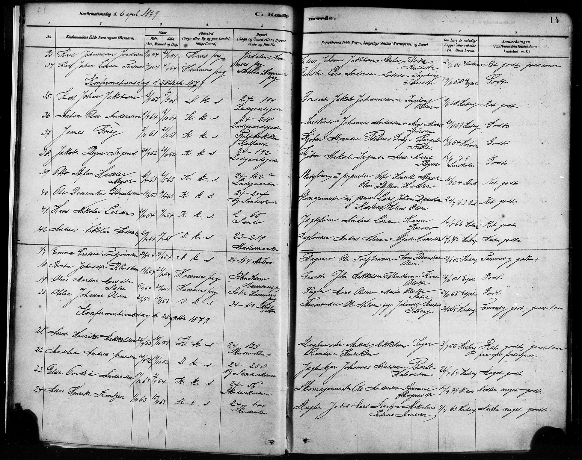 Sandviken Sokneprestembete, AV/SAB-A-77601/H/Ha/L0002: Parish register (official) no. A 2, 1878-1896, p. 14