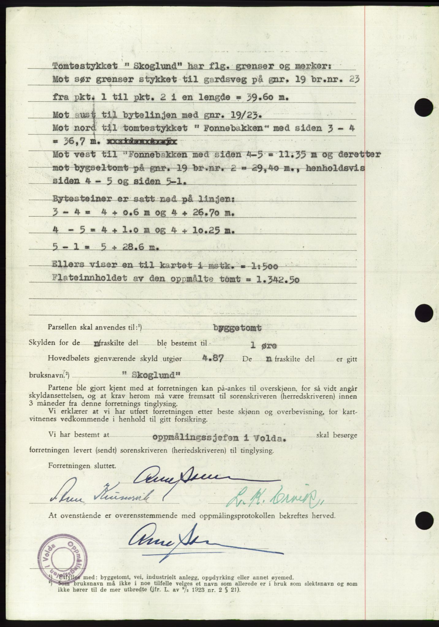 Søre Sunnmøre sorenskriveri, AV/SAT-A-4122/1/2/2C/L0090: Mortgage book no. 16A, 1951-1951, Diary no: : 2297/1951