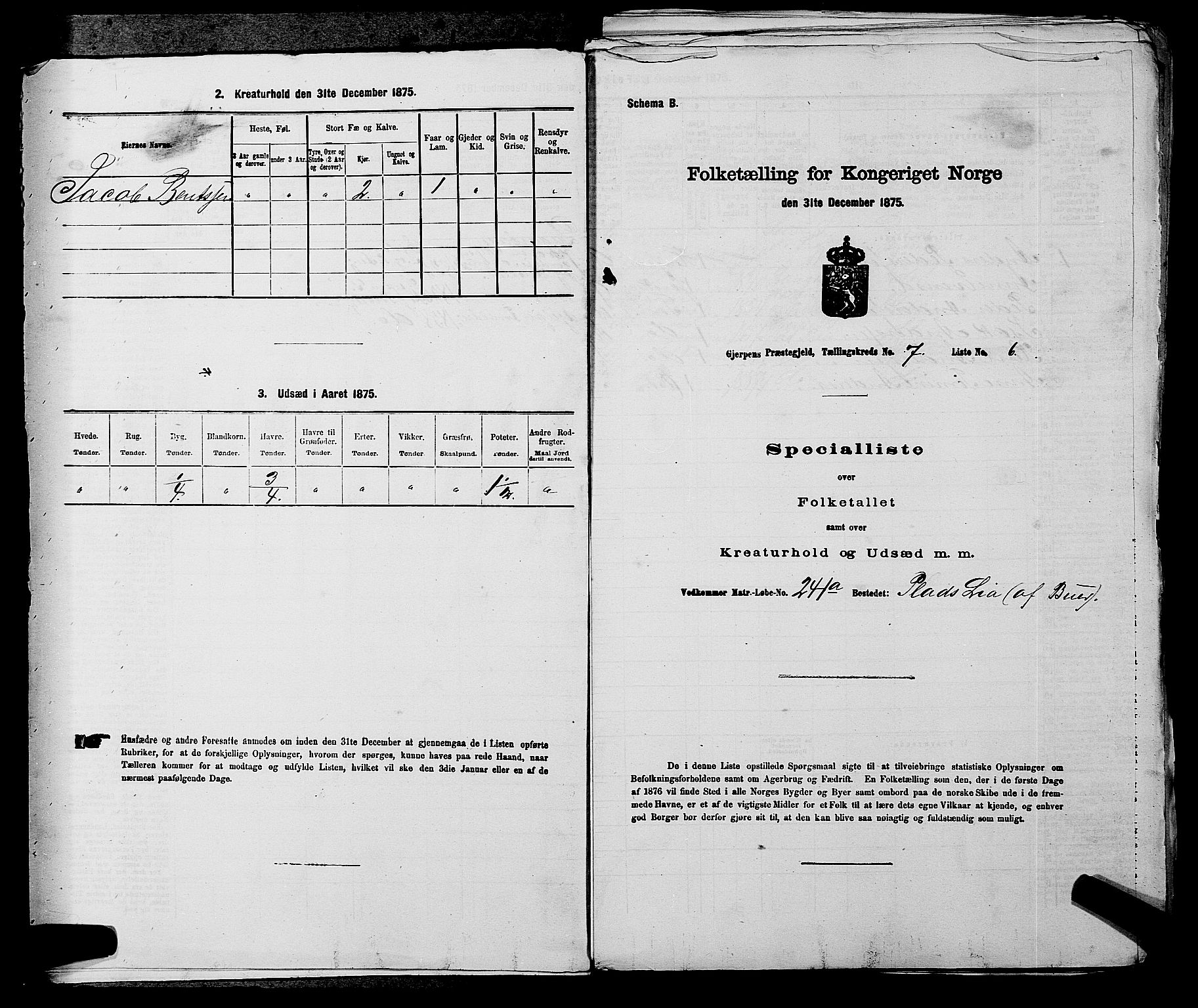 SAKO, 1875 census for 0812P Gjerpen, 1875, p. 856