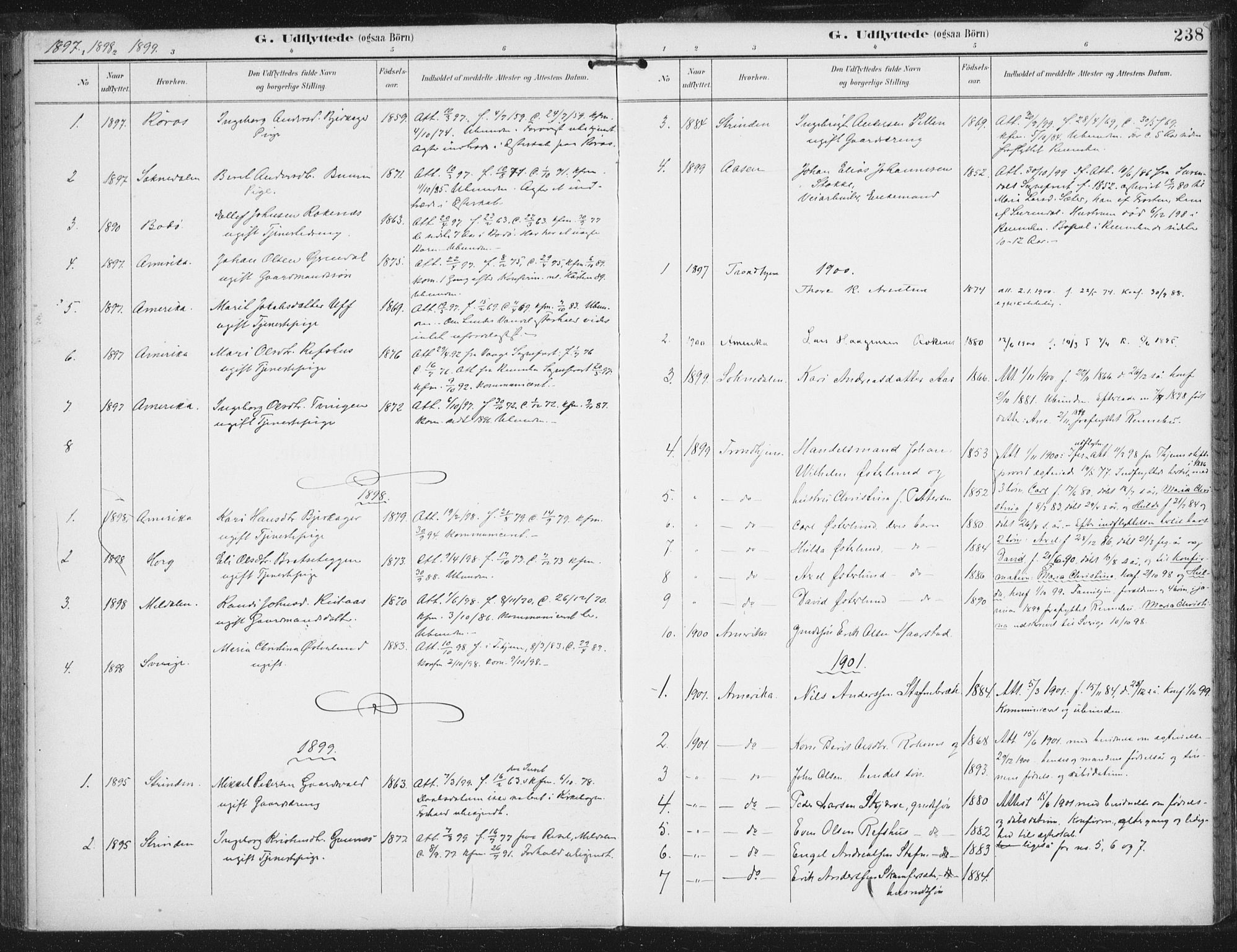 Ministerialprotokoller, klokkerbøker og fødselsregistre - Sør-Trøndelag, SAT/A-1456/674/L0872: Parish register (official) no. 674A04, 1897-1907, p. 238