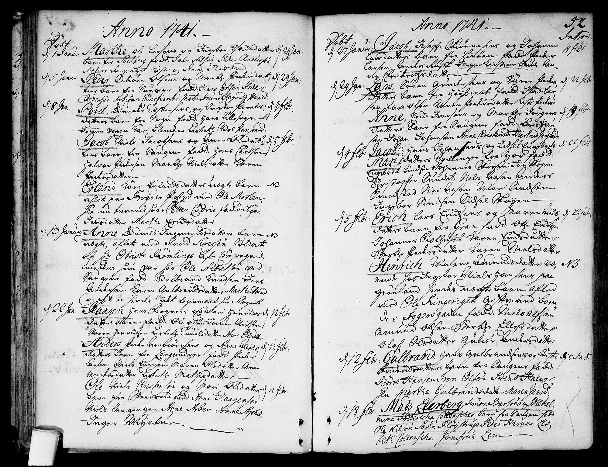 Aker prestekontor kirkebøker, SAO/A-10861/F/L0007: Parish register (official) no. 7, 1734-1748, p. 52