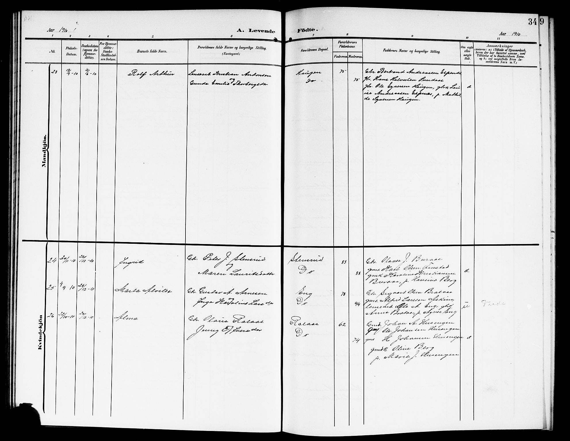 Skiptvet prestekontor Kirkebøker, AV/SAO-A-20009/G/Ga/L0002: Parish register (copy) no. 2, 1905-1915, p. 34