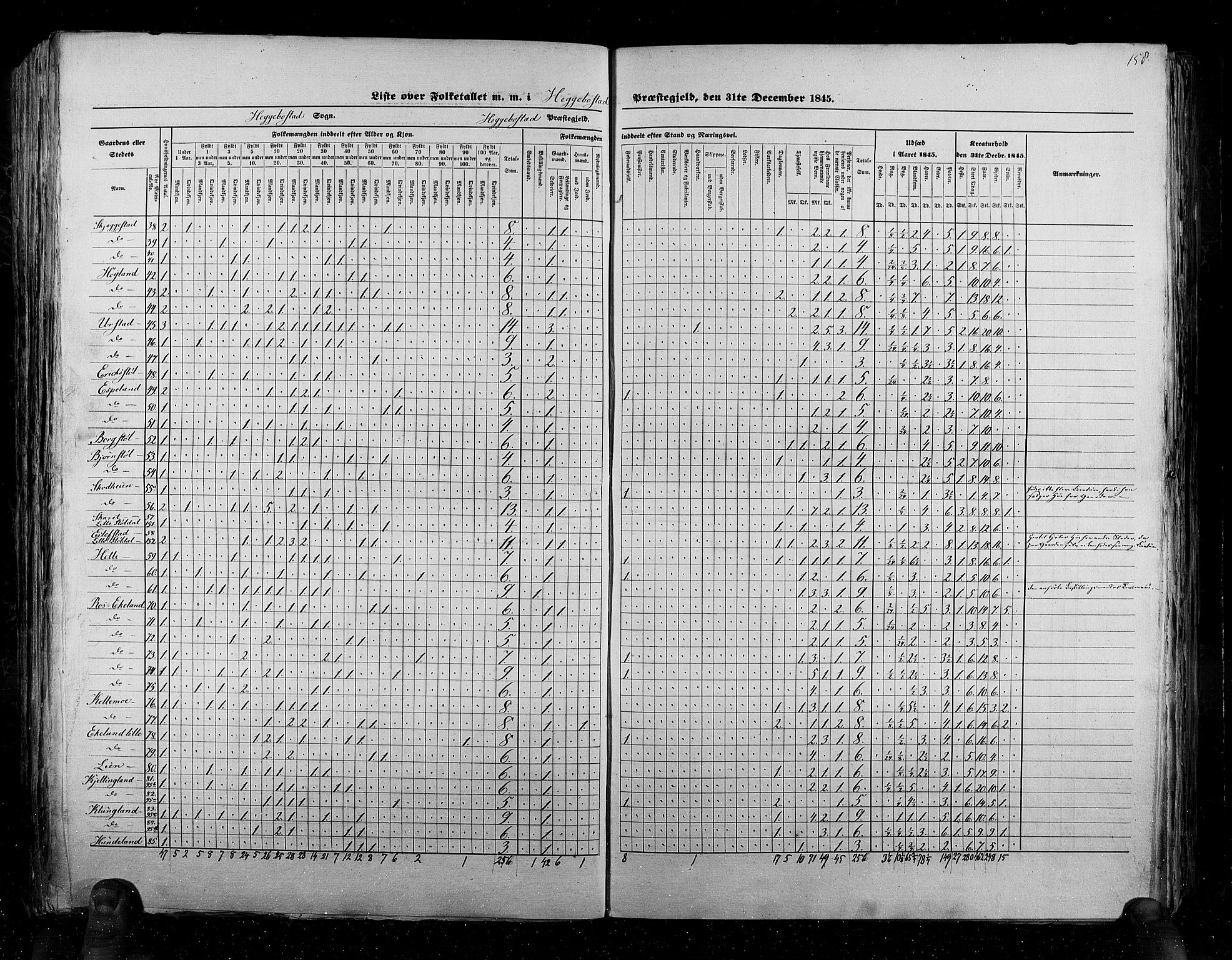 RA, Census 1845, vol. 6: Lister og Mandal amt og Stavanger amt, 1845, p. 158