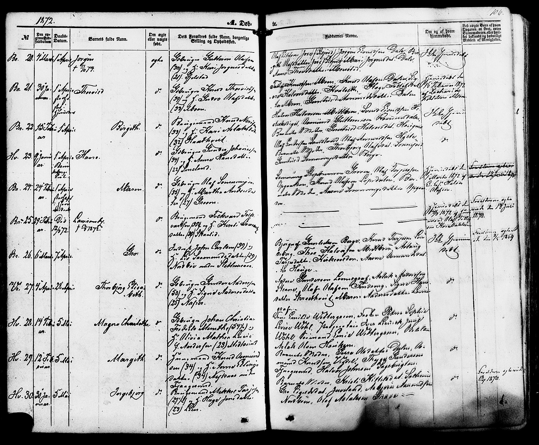 Kviteseid kirkebøker, AV/SAKO-A-276/F/Fa/L0007: Parish register (official) no. I 7, 1859-1881, p. 106