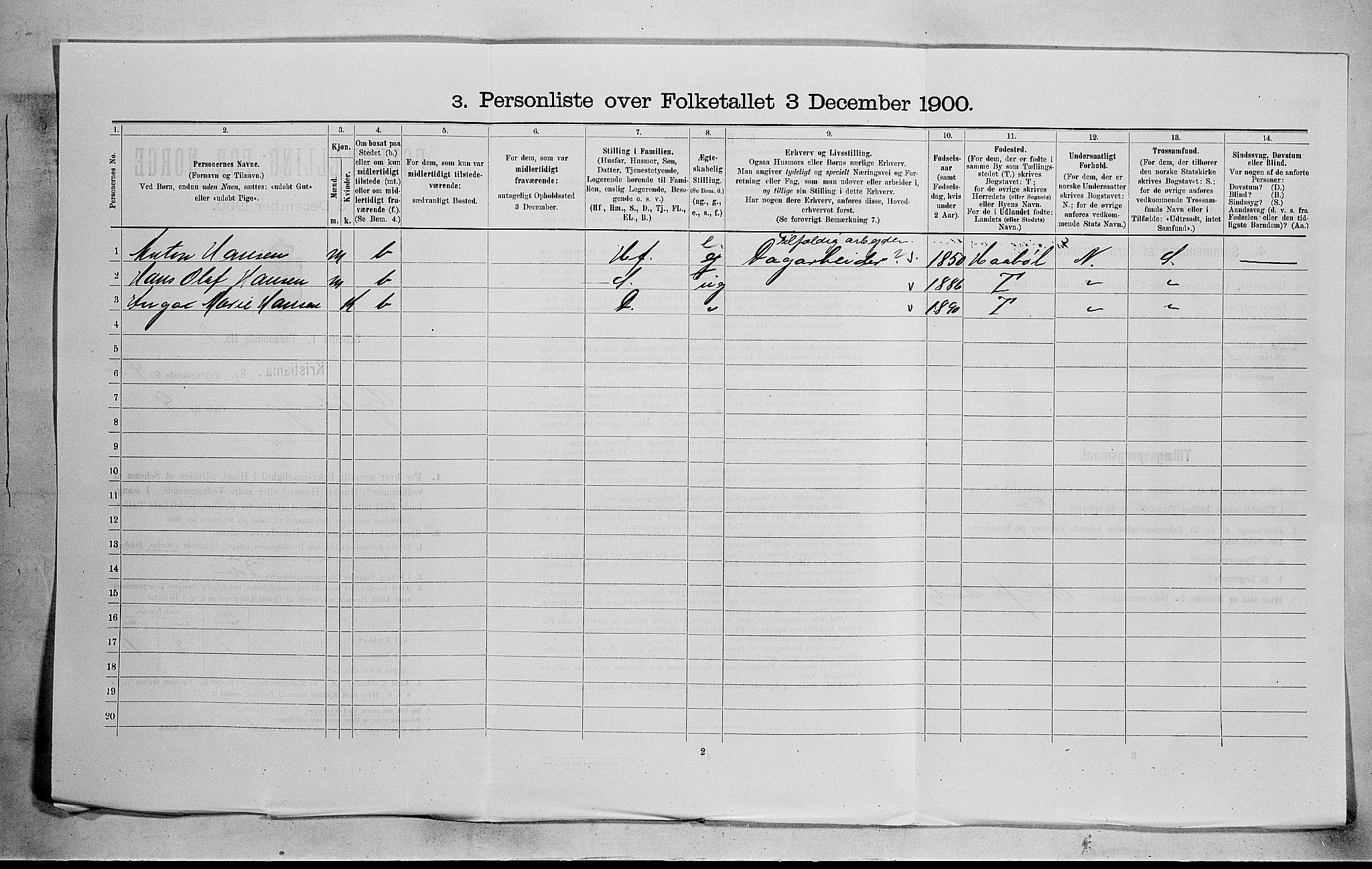 SAO, 1900 census for Kristiania, 1900, p. 31146