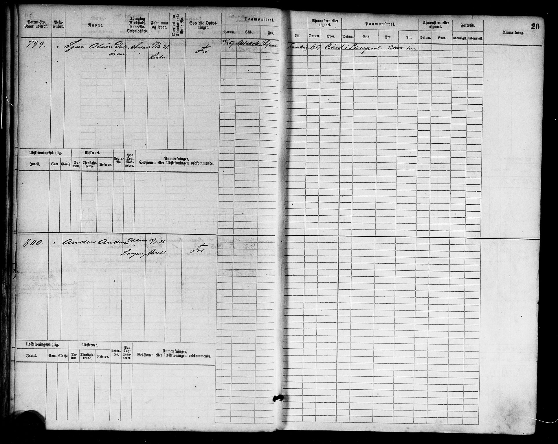 Kristiansand mønstringskrets, SAK/2031-0015/F/Fb/L0004: Hovedrulle nr 763-1521, I-11, 1868-1915, p. 22