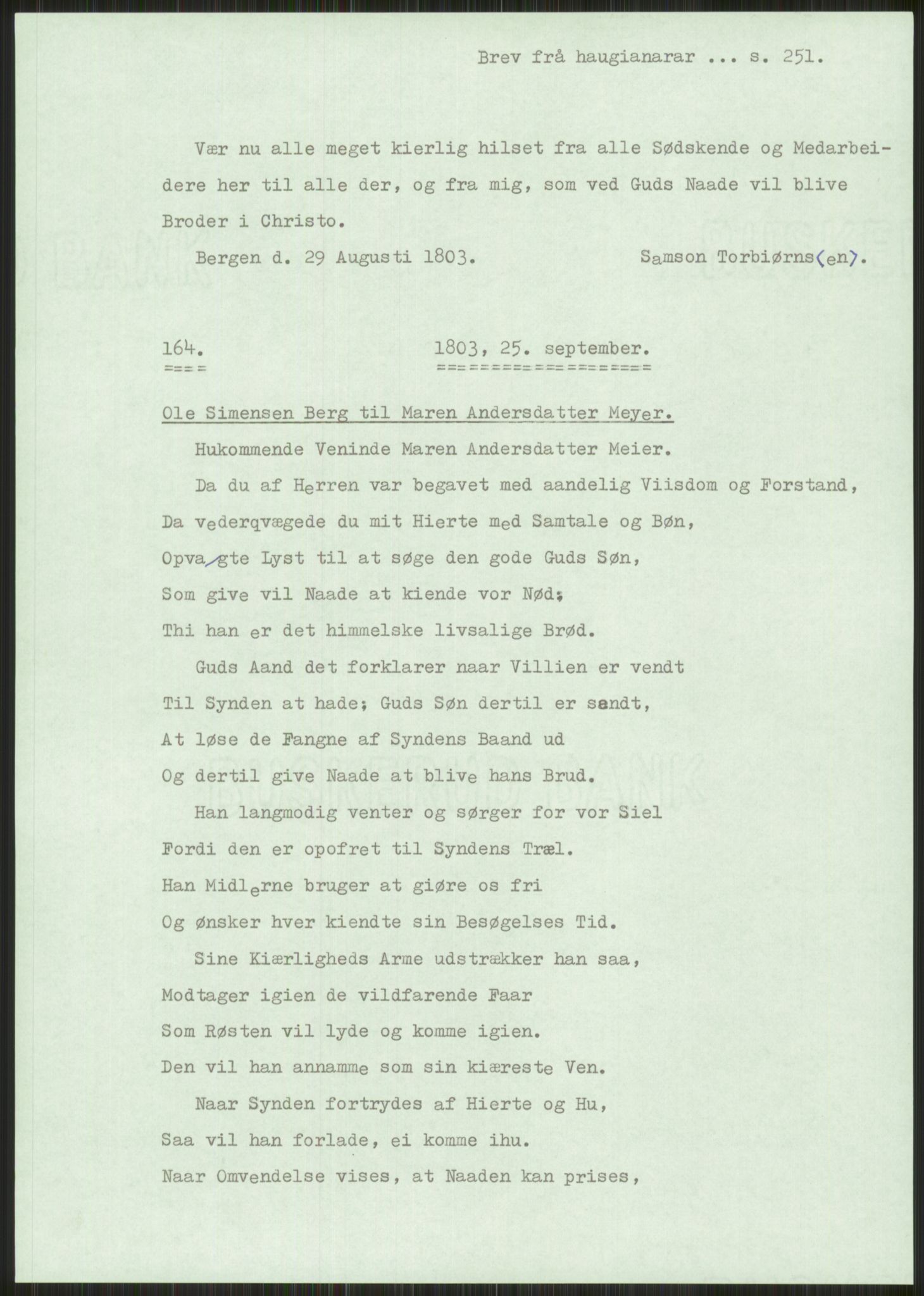 Samlinger til kildeutgivelse, Haugianerbrev, AV/RA-EA-6834/F/L0001: Haugianerbrev I: 1760-1804, 1760-1804, p. 251