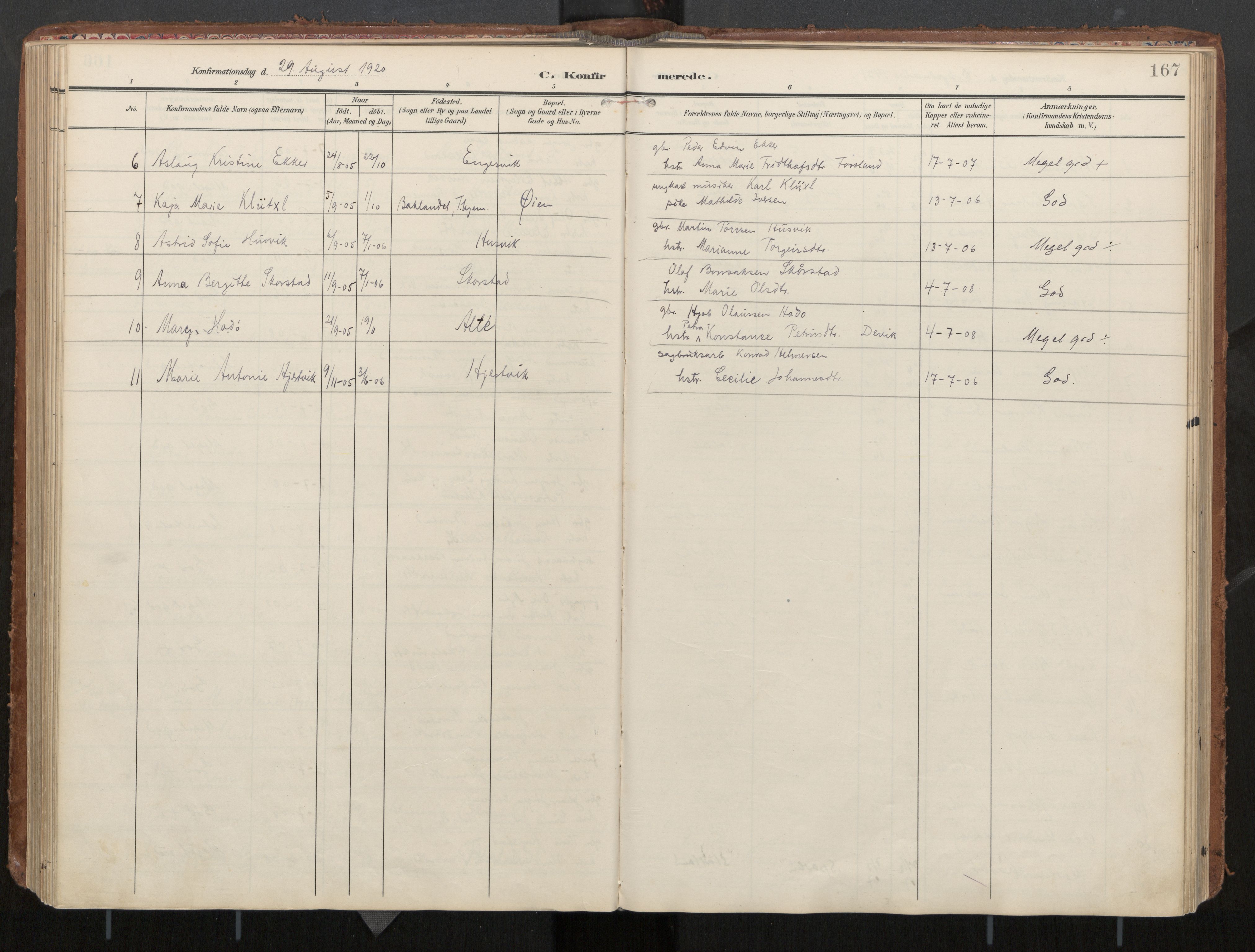 Ministerialprotokoller, klokkerbøker og fødselsregistre - Nord-Trøndelag, AV/SAT-A-1458/774/L0629: Parish register (official), 1904-1926, p. 167