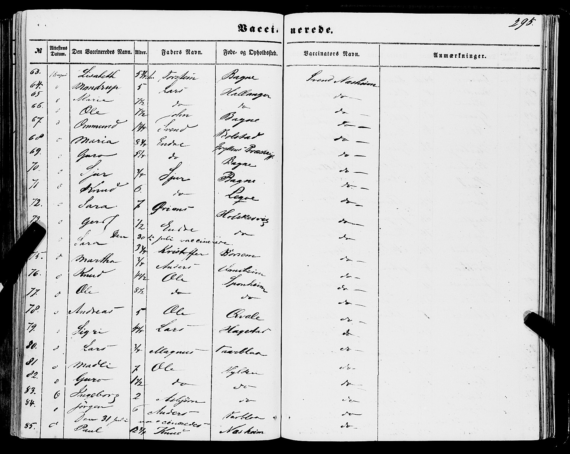 Ulvik sokneprestembete, SAB/A-78801/H/Haa: Parish register (official) no. A 13, 1853-1863, p. 295