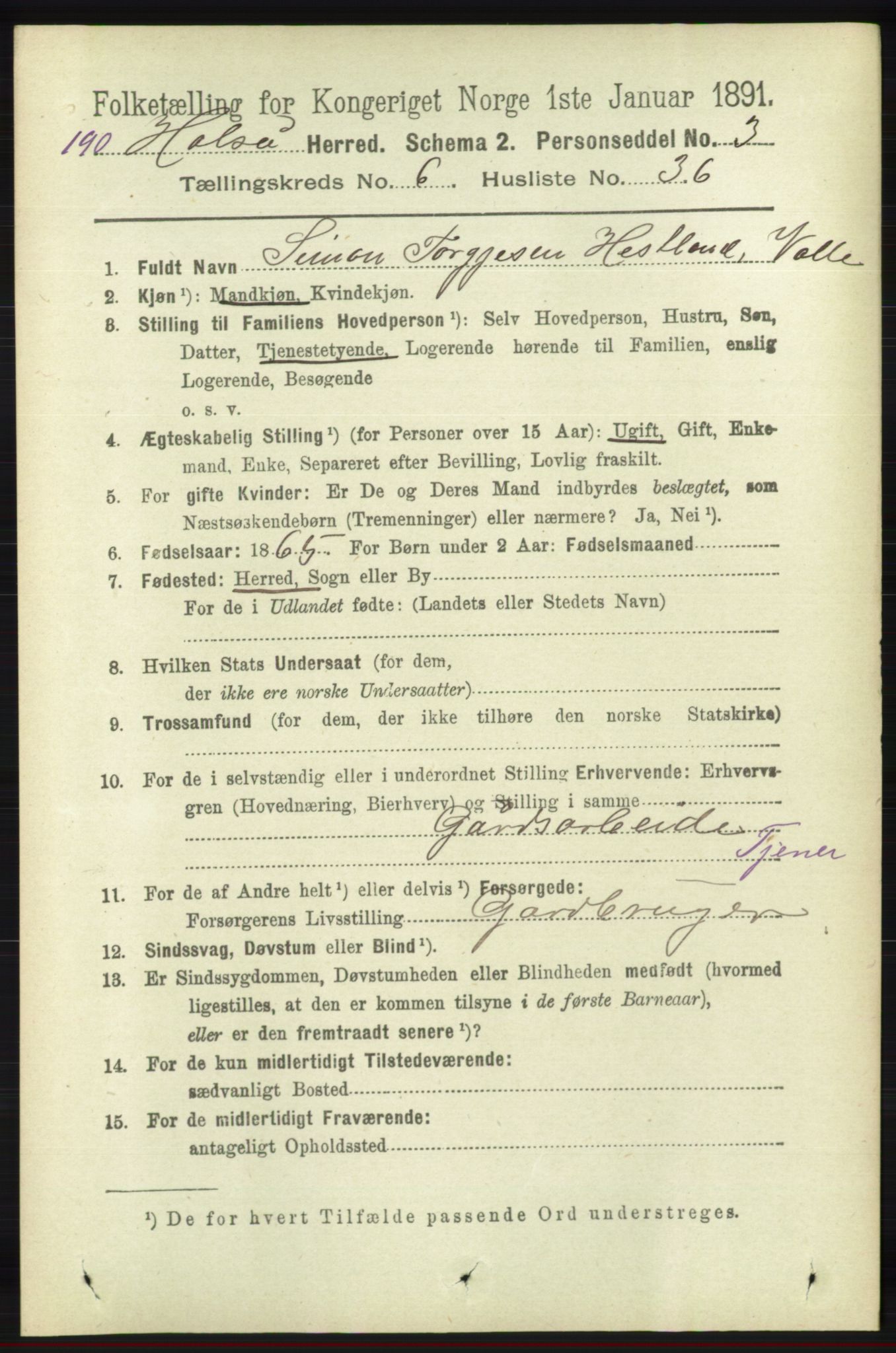 RA, 1891 census for 1019 Halse og Harkmark, 1891, p. 2557