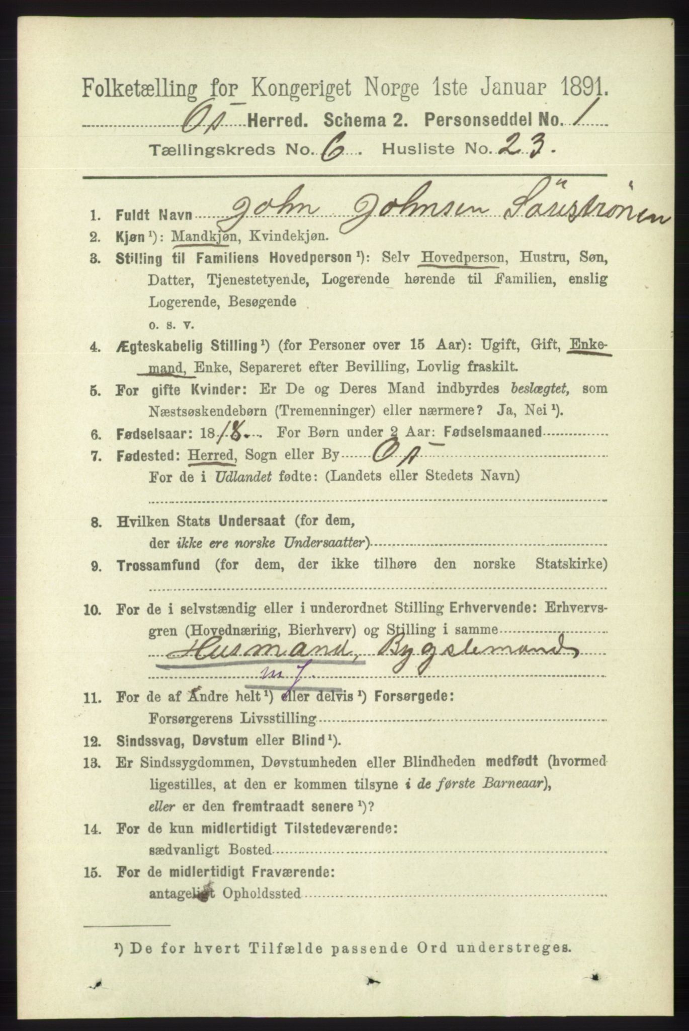 RA, 1891 census for 1243 Os, 1891, p. 1570