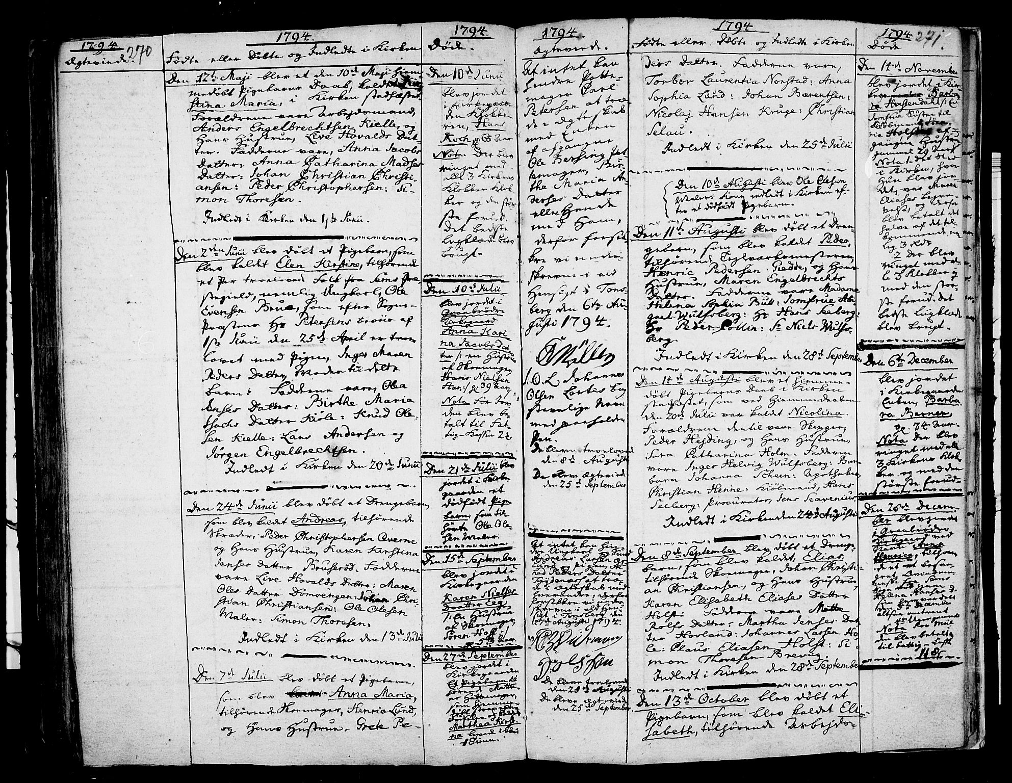 Tønsberg kirkebøker, AV/SAKO-A-330/F/Fb/L0001: Parish register (official) no. II 1, 1690-1796, p. 270-271