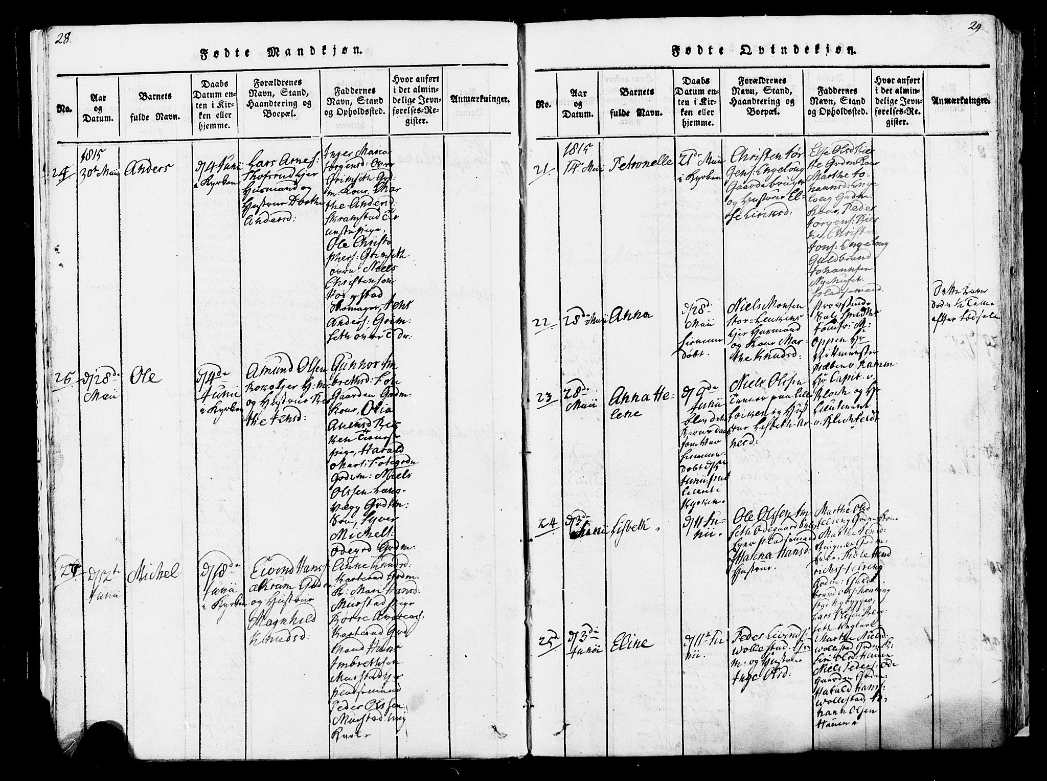 Løten prestekontor, SAH/PREST-022/K/Ka/L0005: Parish register (official) no. 5, 1814-1832, p. 28-29