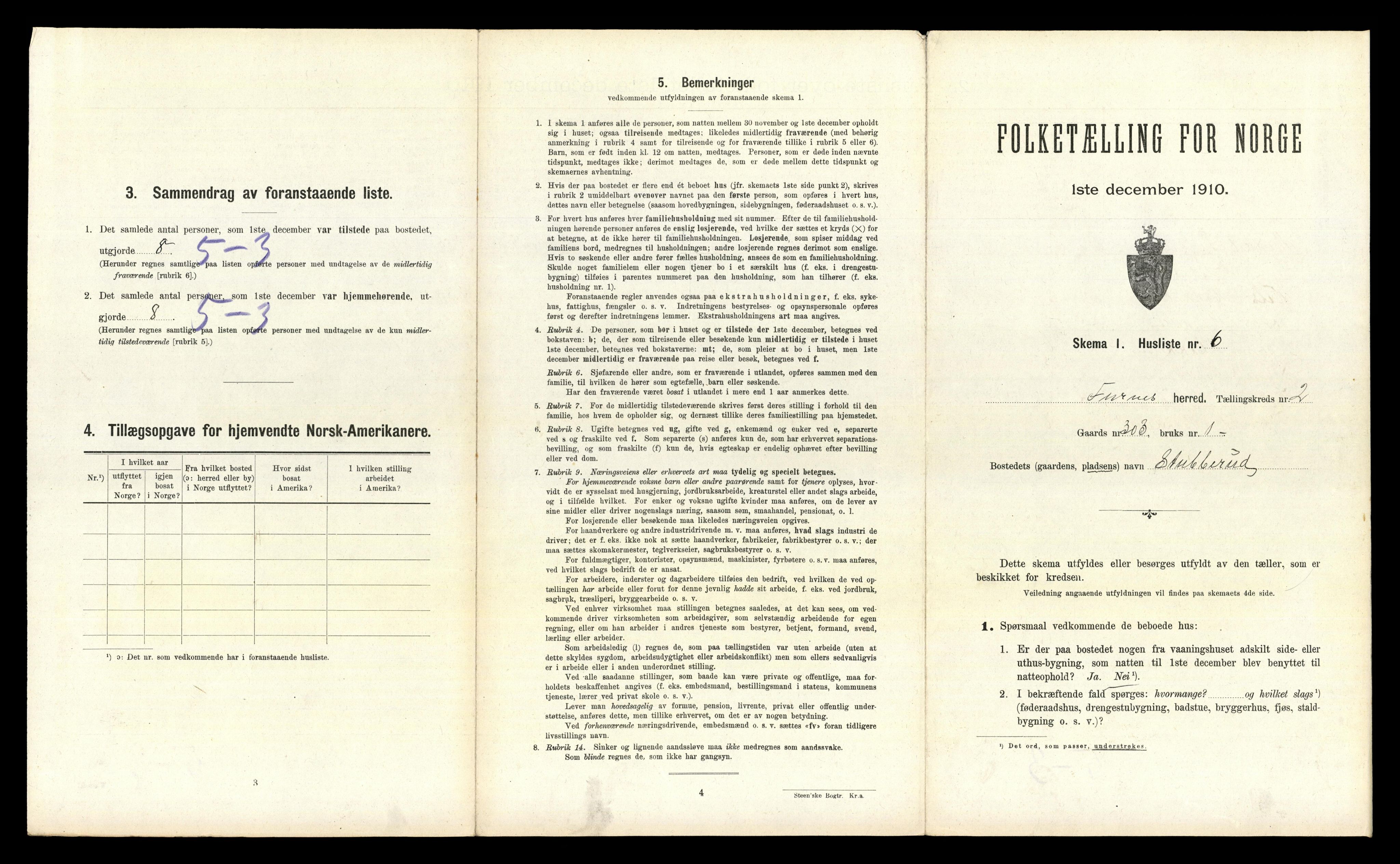 RA, 1910 census for Furnes, 1910, p. 326