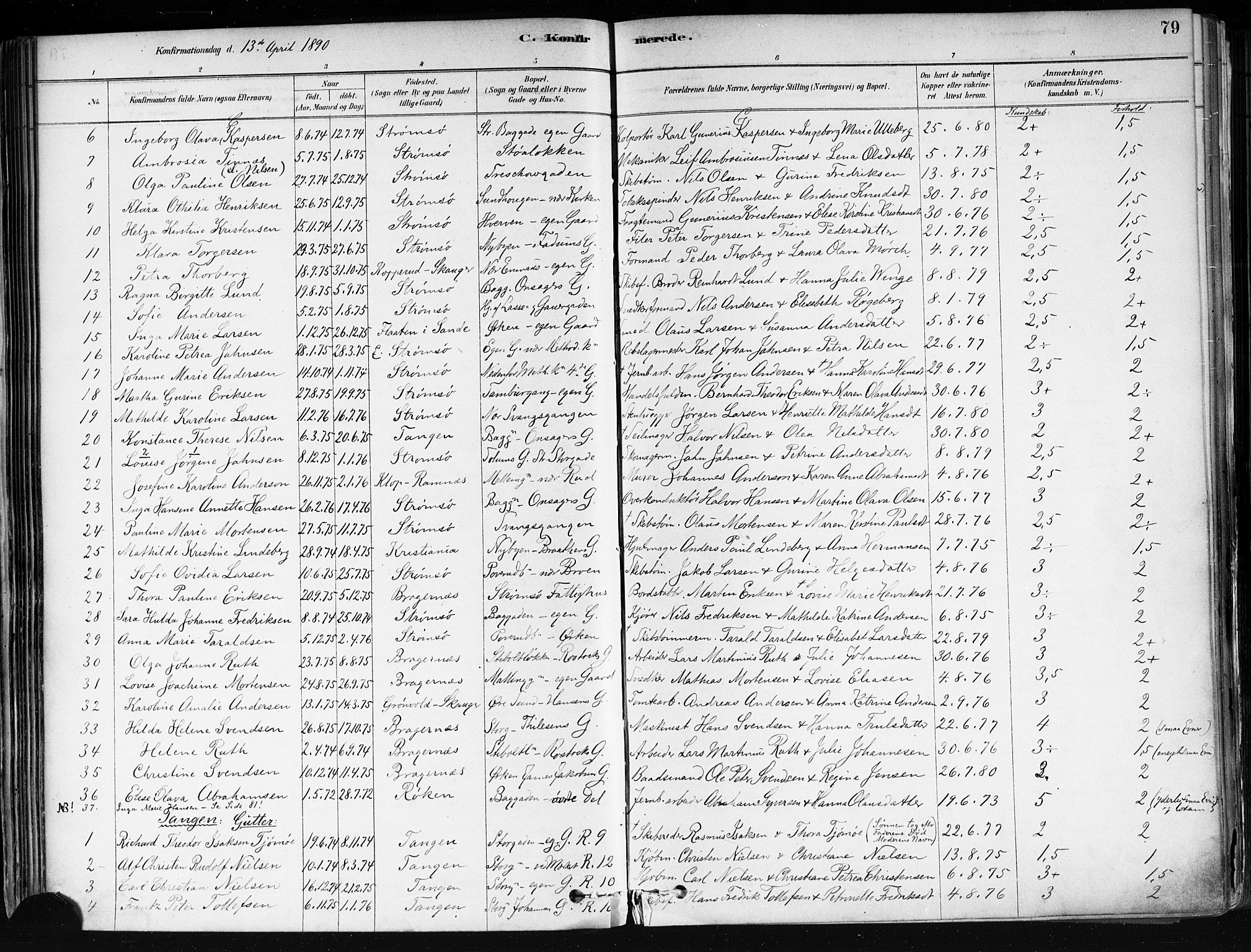 Strømsø kirkebøker, AV/SAKO-A-246/F/Fa/L0022: Parish register (official) no. I 22, 1879-1899, p. 79