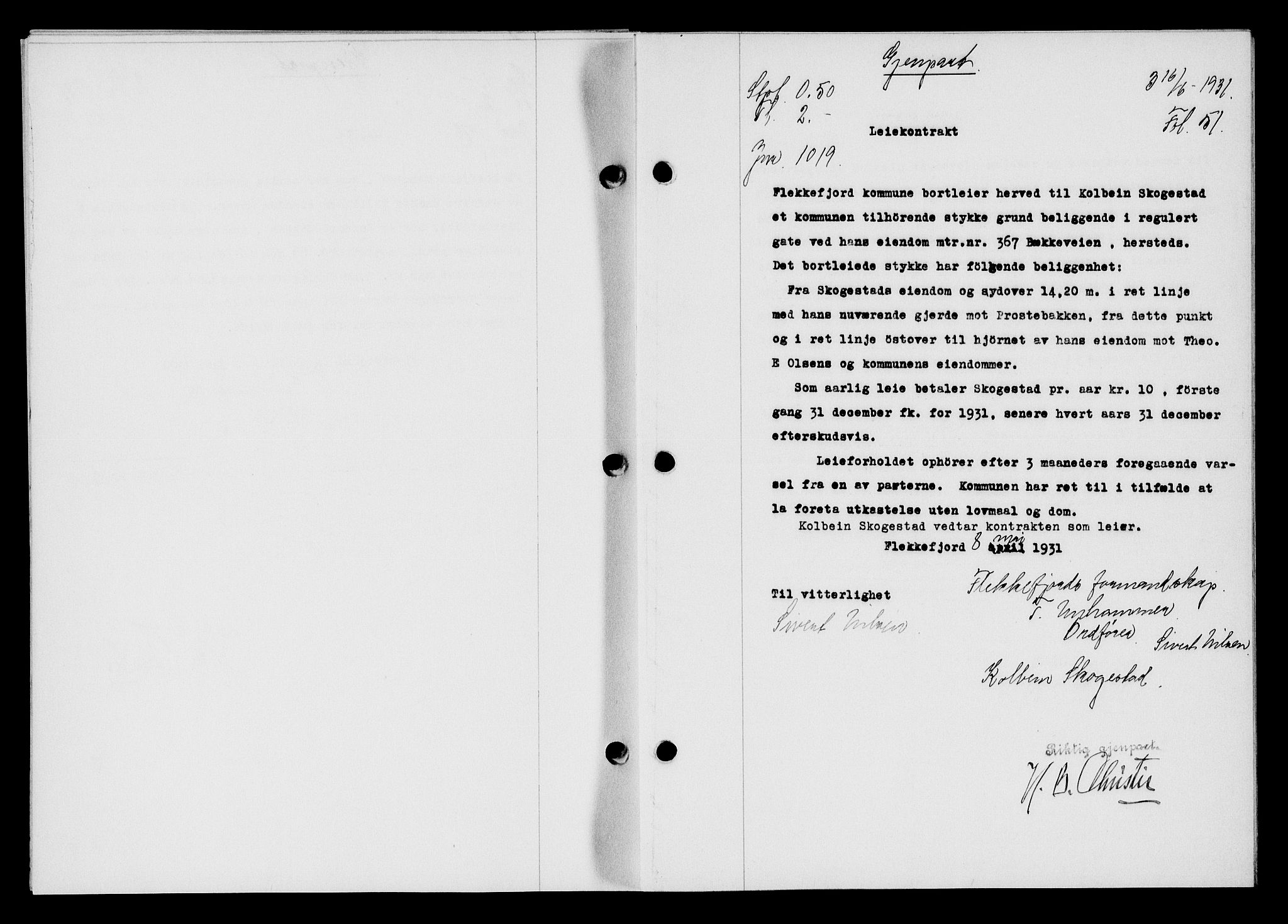 Flekkefjord sorenskriveri, SAK/1221-0001/G/Gb/Gba/L0046: Mortgage book no. 44, 1930-1931, Deed date: 16.06.1931