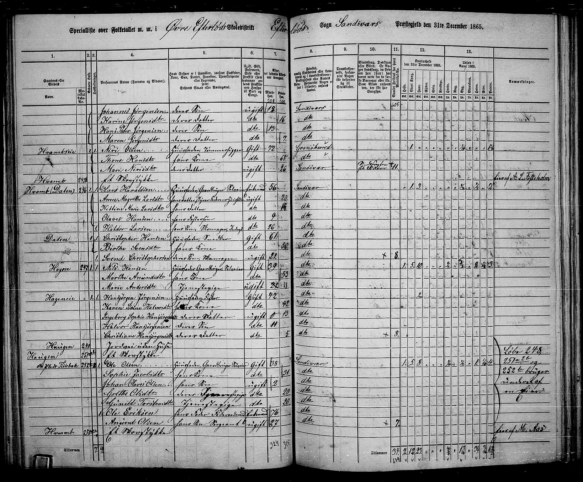 RA, 1865 census for Sandsvær, 1865, p. 109