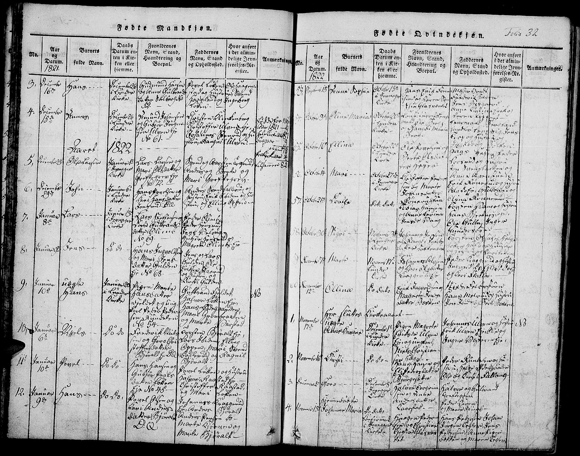 Jevnaker prestekontor, SAH/PREST-116/H/Ha/Hab/L0001: Parish register (copy) no. 1, 1815-1837, p. 32