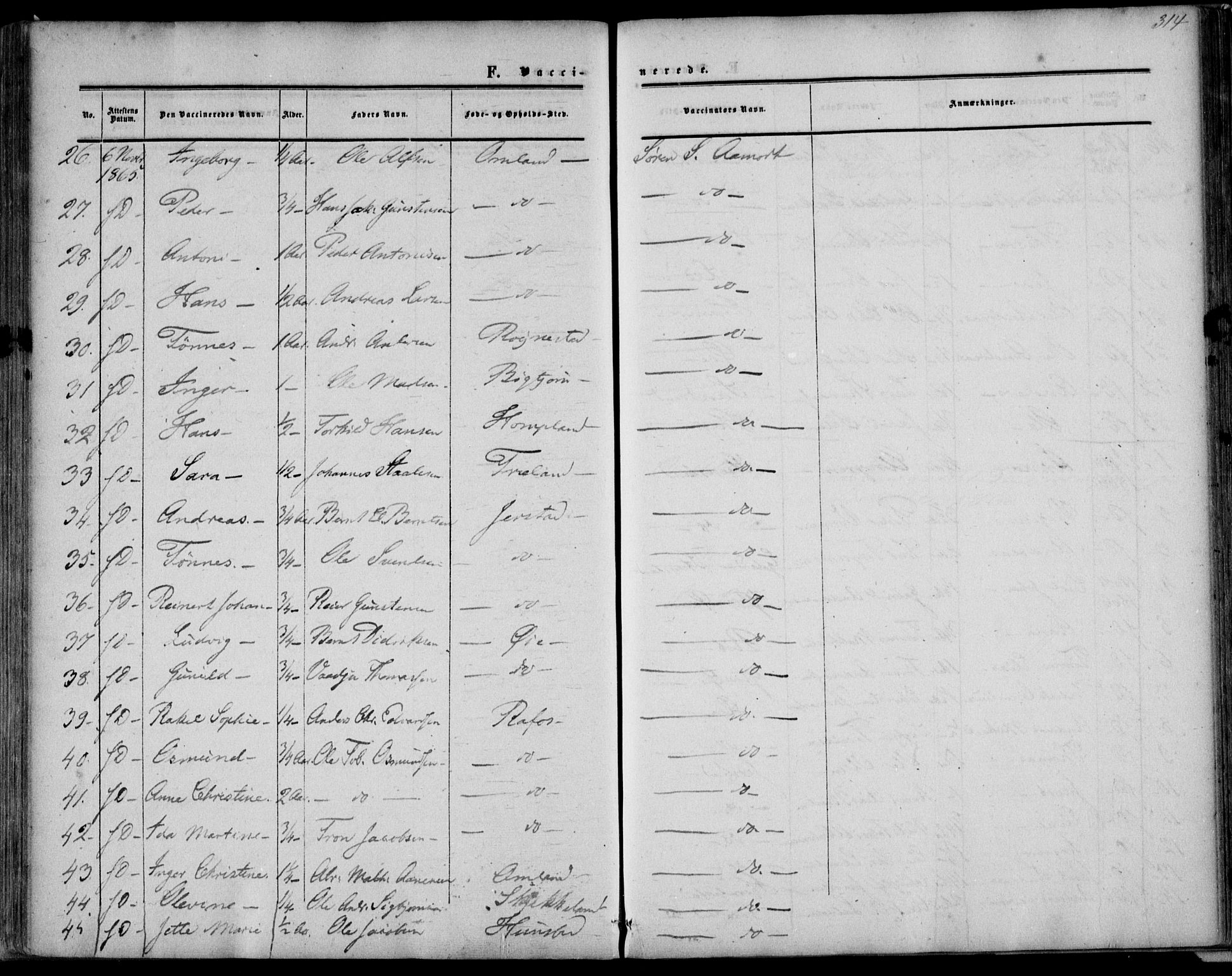 Kvinesdal sokneprestkontor, AV/SAK-1111-0026/F/Fa/Fab/L0006: Parish register (official) no. A 6, 1857-1869, p. 314