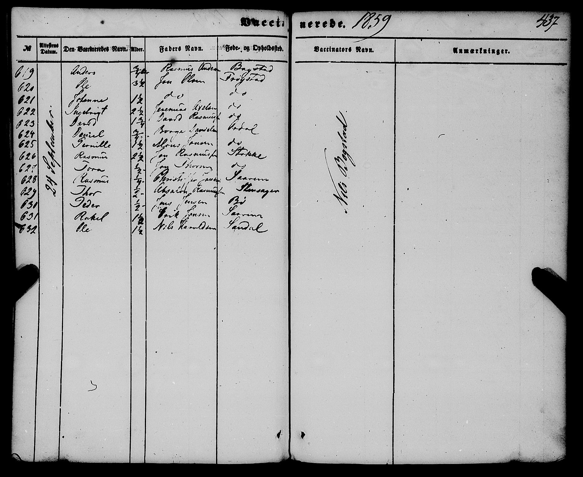 Gloppen sokneprestembete, AV/SAB-A-80101/H/Haa/Haaa/L0009: Parish register (official) no. A 9, 1855-1870, p. 437