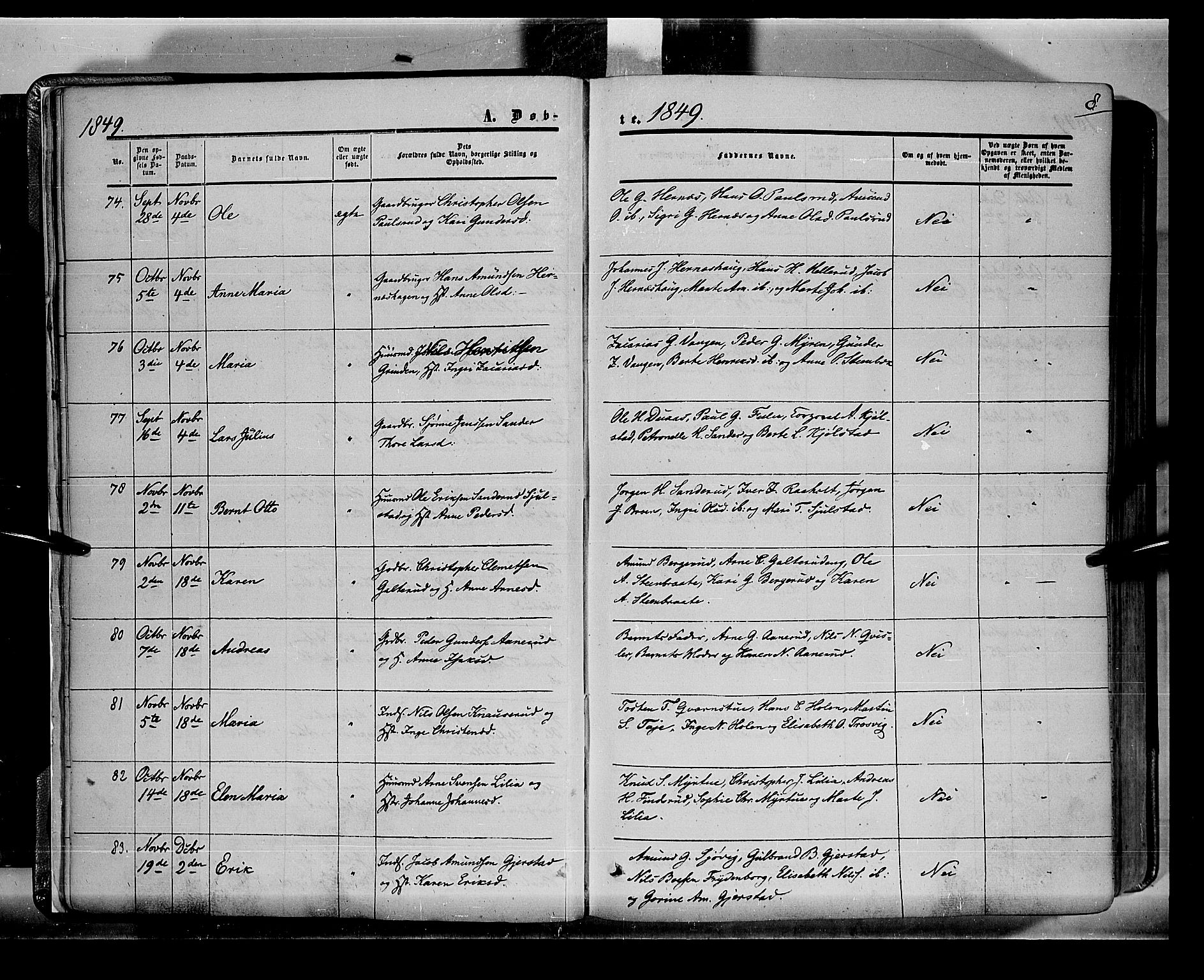 Sør-Odal prestekontor, AV/SAH-PREST-030/H/Ha/Haa/L0001: Parish register (official) no. 1, 1849-1859, p. 8