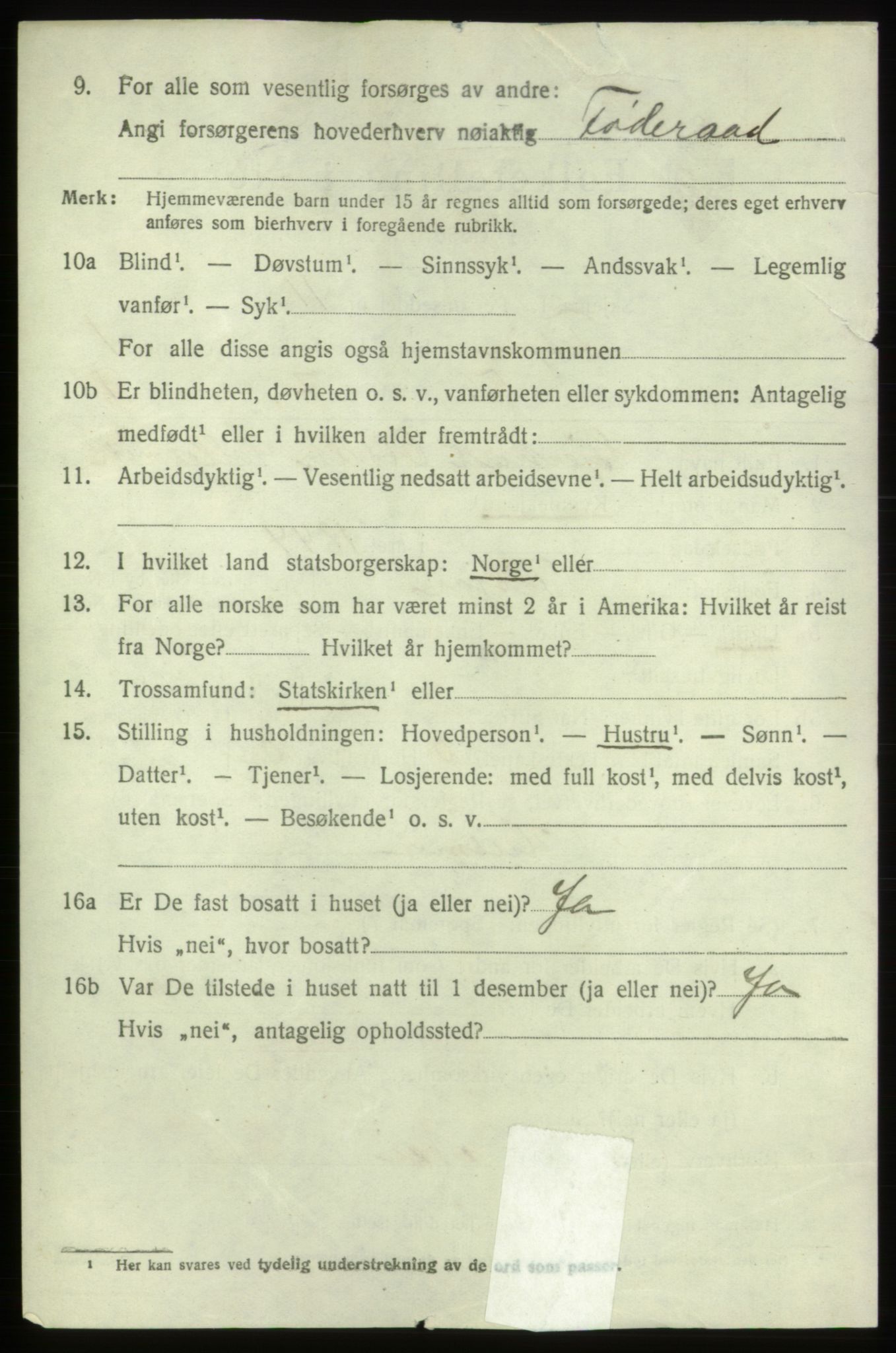 SAB, 1920 census for Fitjar, 1920, p. 1573